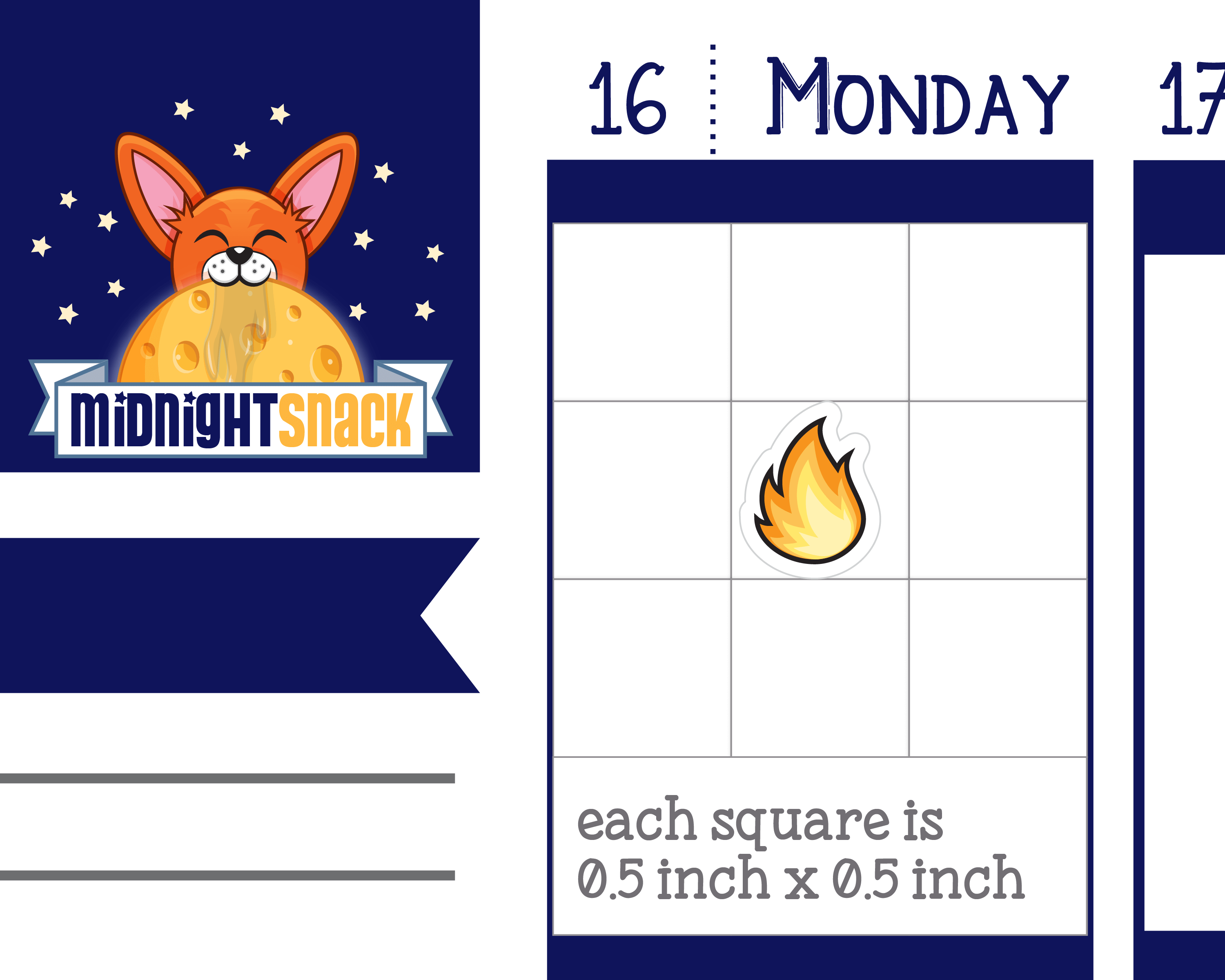 Small Fire Icon: Gas Bill Planner Stickers: Midnight Snack Planner