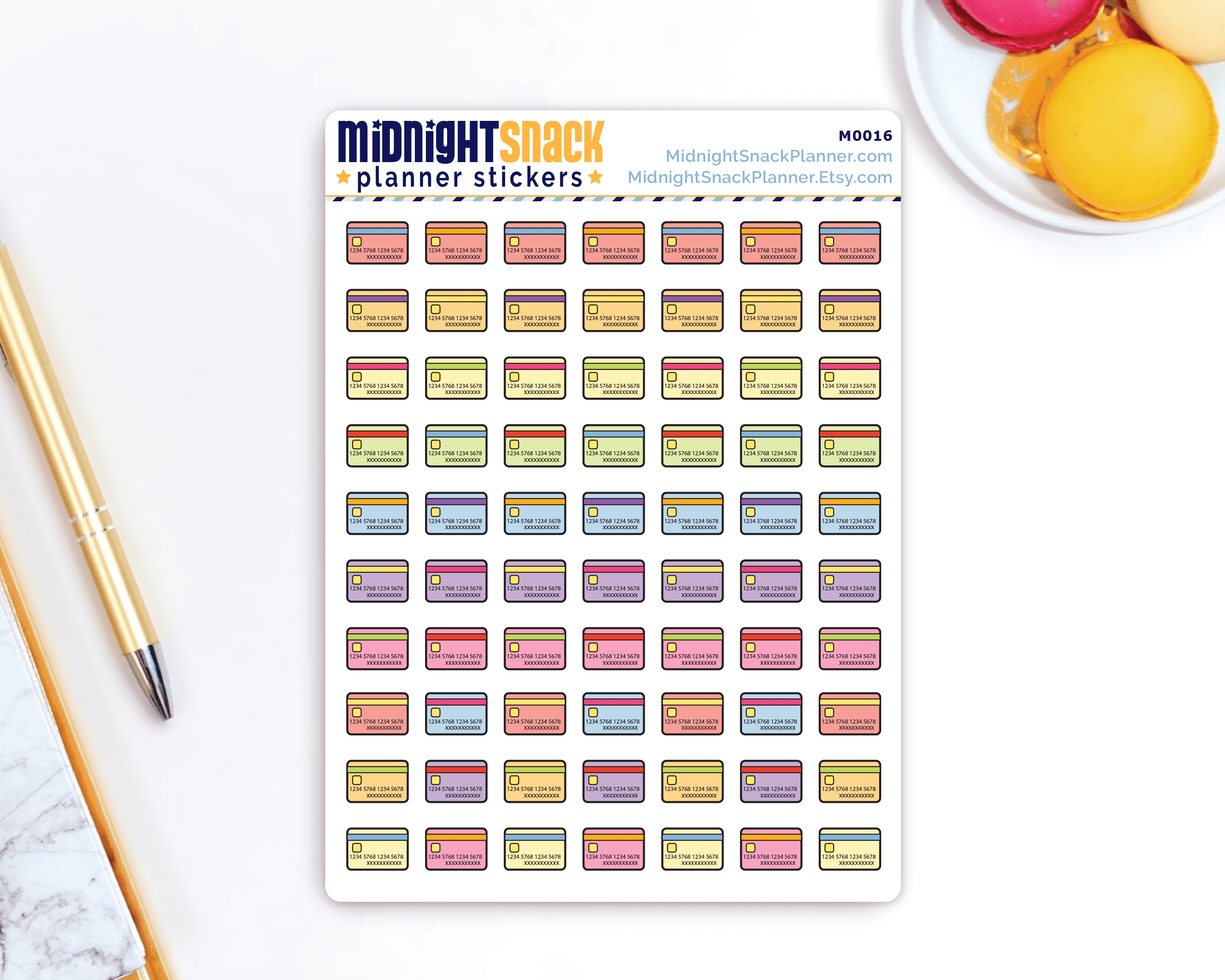 Credit Card Icon: Credit Card Bill Planner Stickers: Midnight Snack Planner Stickers