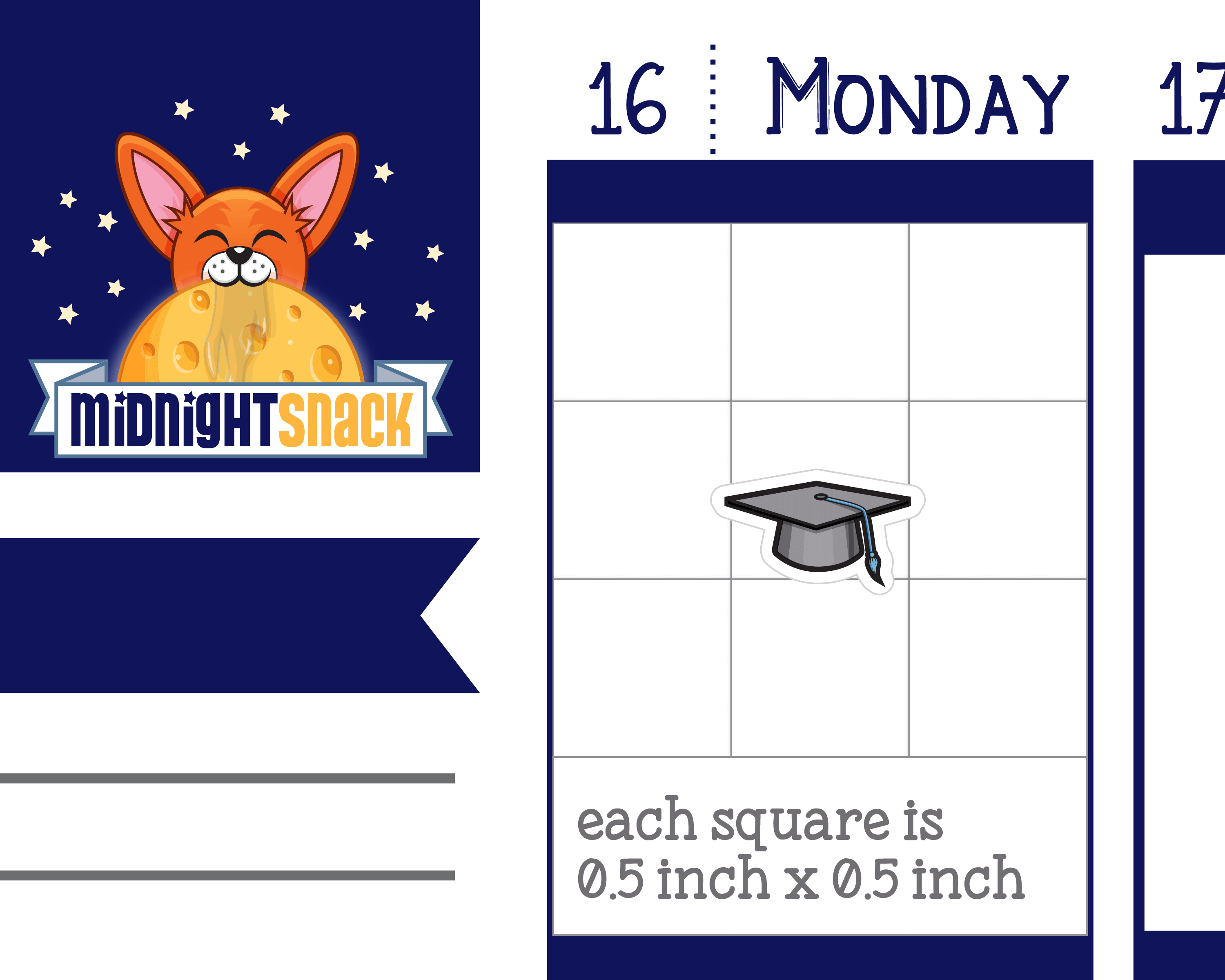 Graduation Cap Icon: Student Loan Due or Graduation Planner Stickers: Midnight Snack Planner