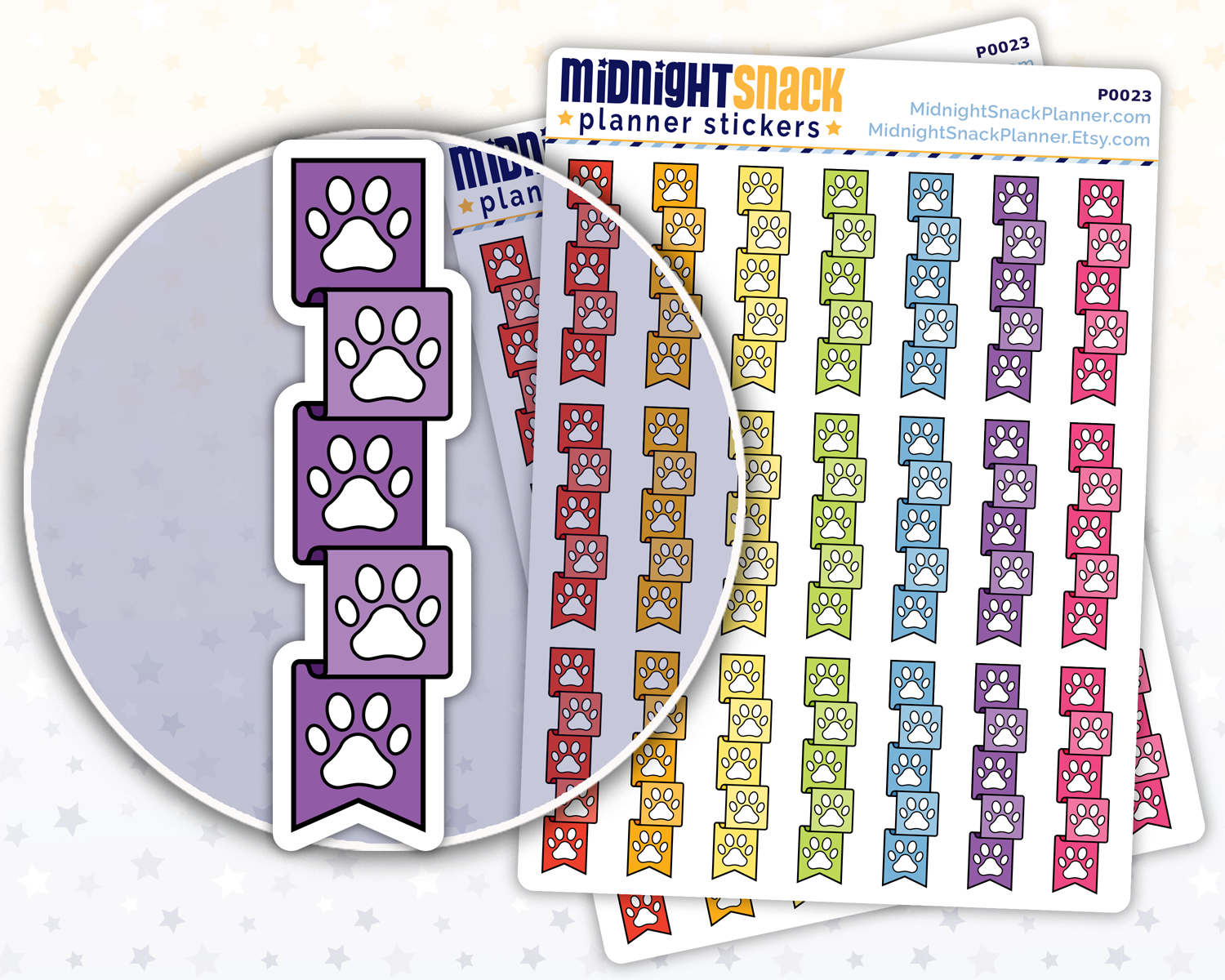Paw Print Checklist Flags Planner Stickers