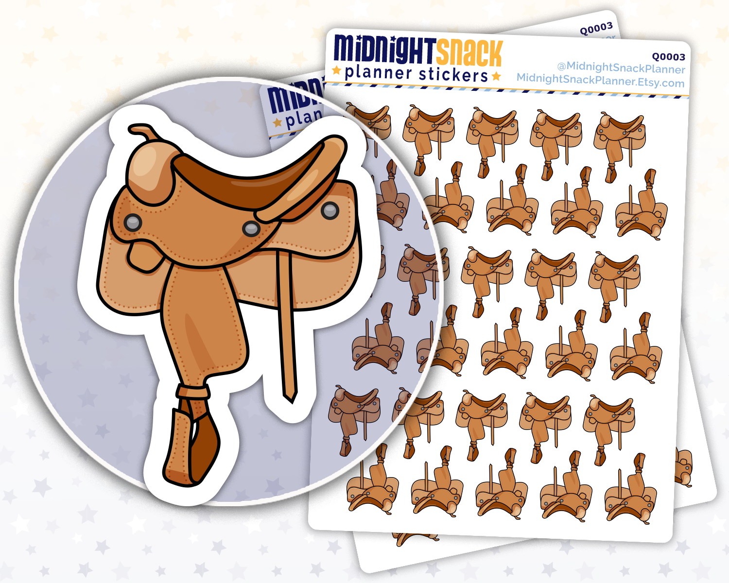 Western Saddle Icon: Horse Back Riding Planner Stickers Midnight Snack Planner