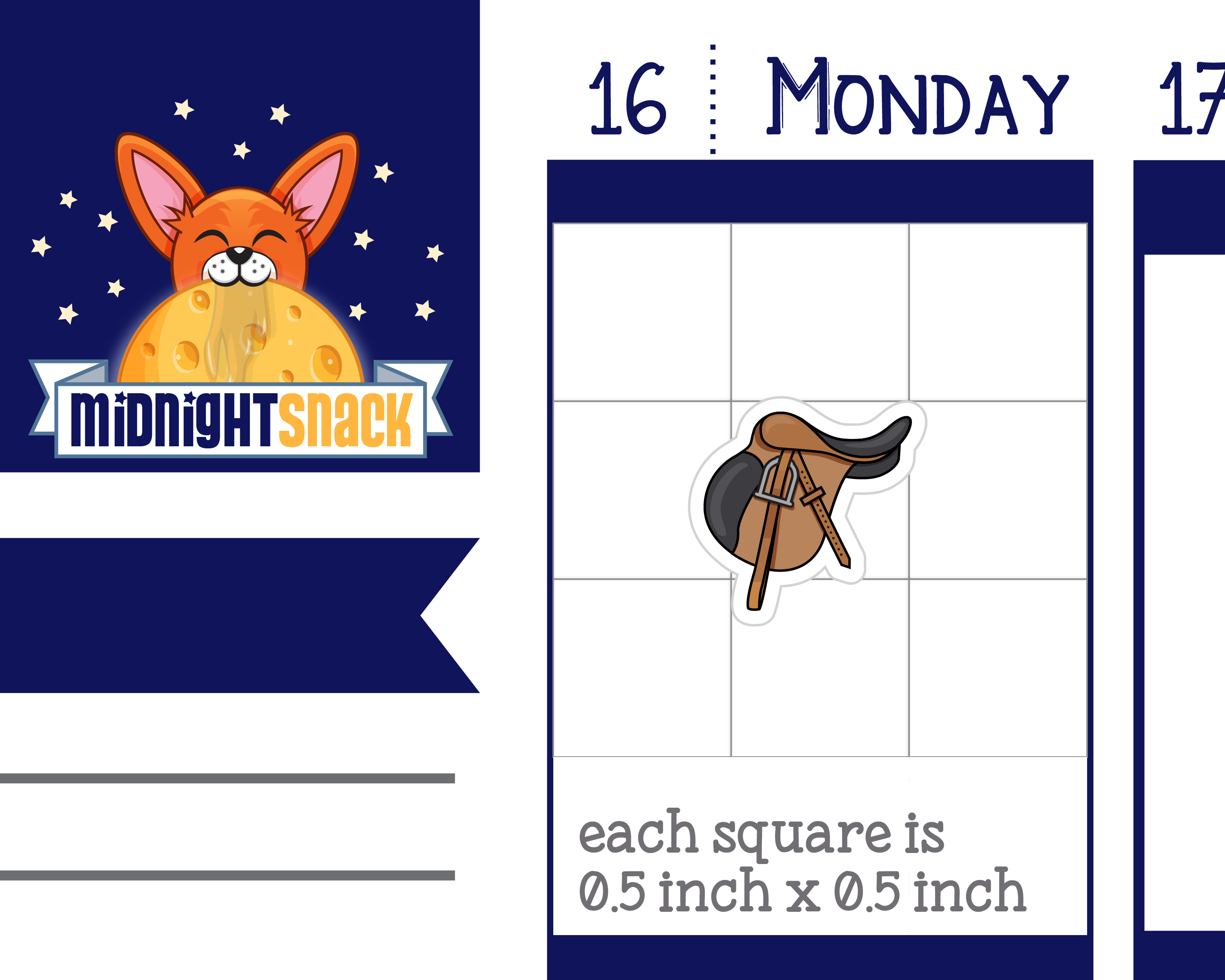 English Saddle Icon: Horse Back Riding Planner Stickers Midnight Snack Planner