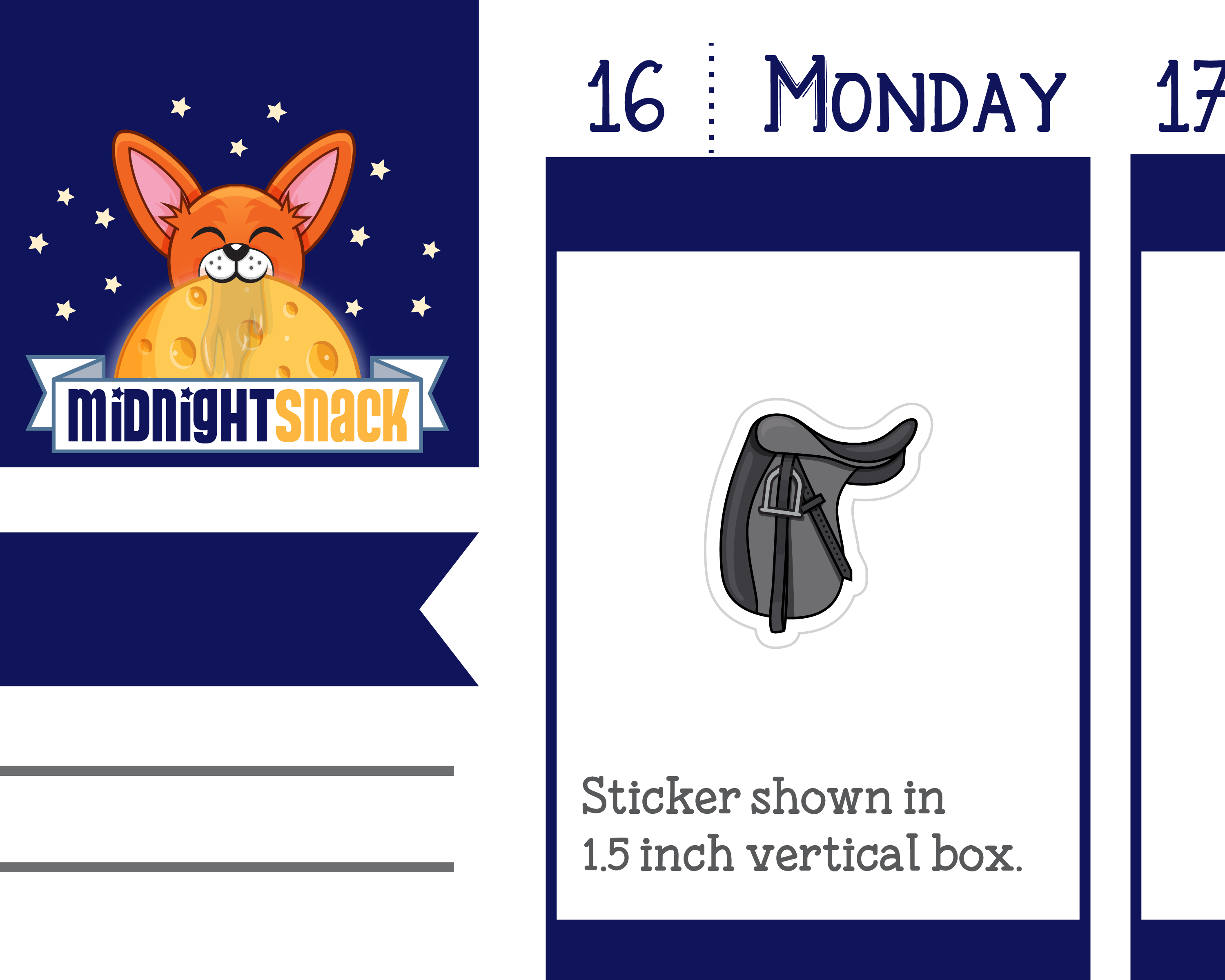 Dressage Saddle Icon: Horse Back Riding Planner Stickers Midnight Snack Planner