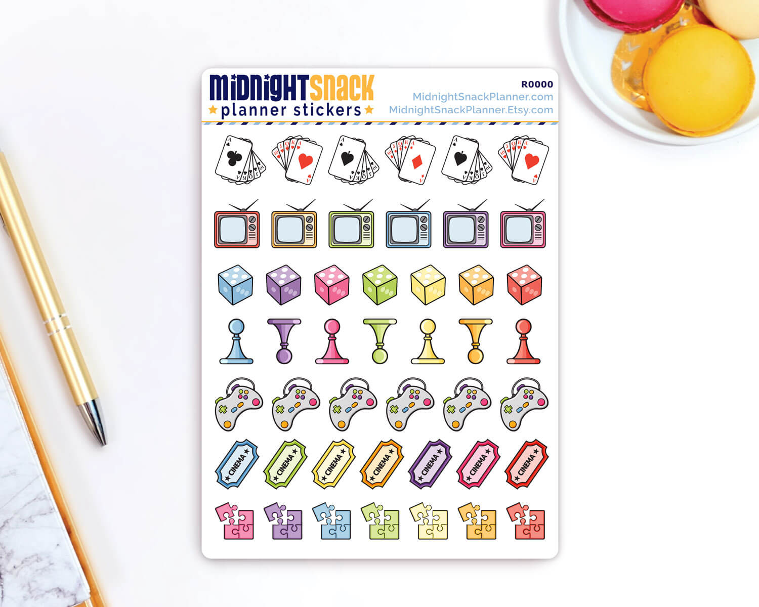 Fun and Games Sampler Planner Stickers from Midnight Snack Planner