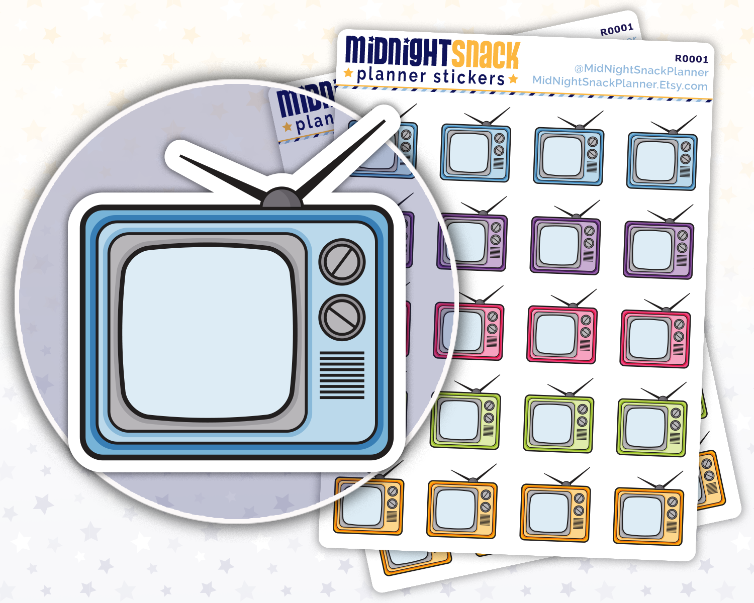 Television Planner Stickers from Midnight Snack Planner