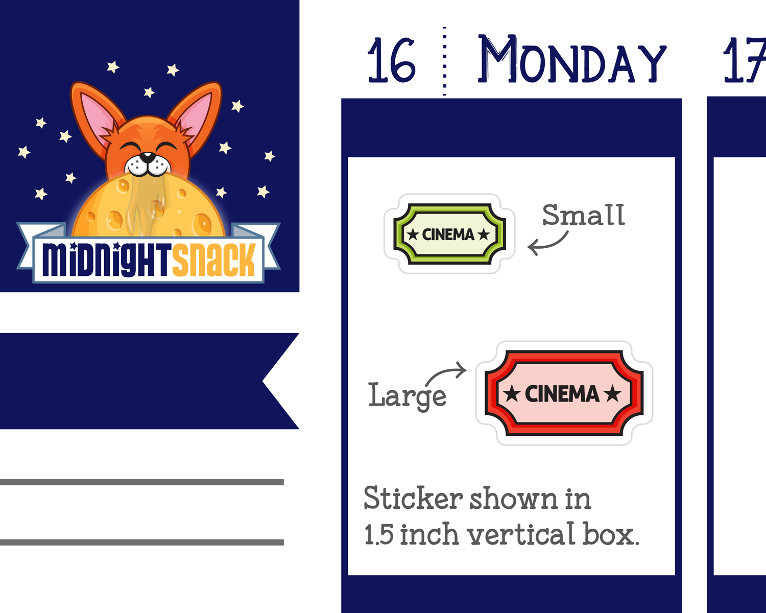 Cinema Ticket Icon: Movie Night Planner Stickers