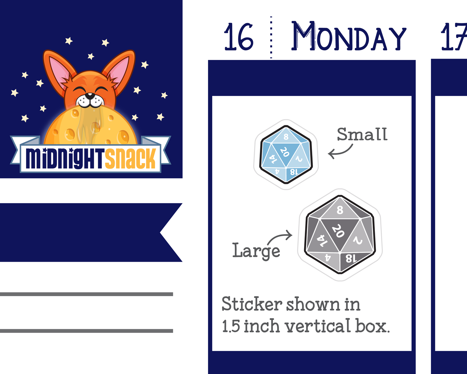 20-Sided Dice Icon: Role Playing Planner Stickers