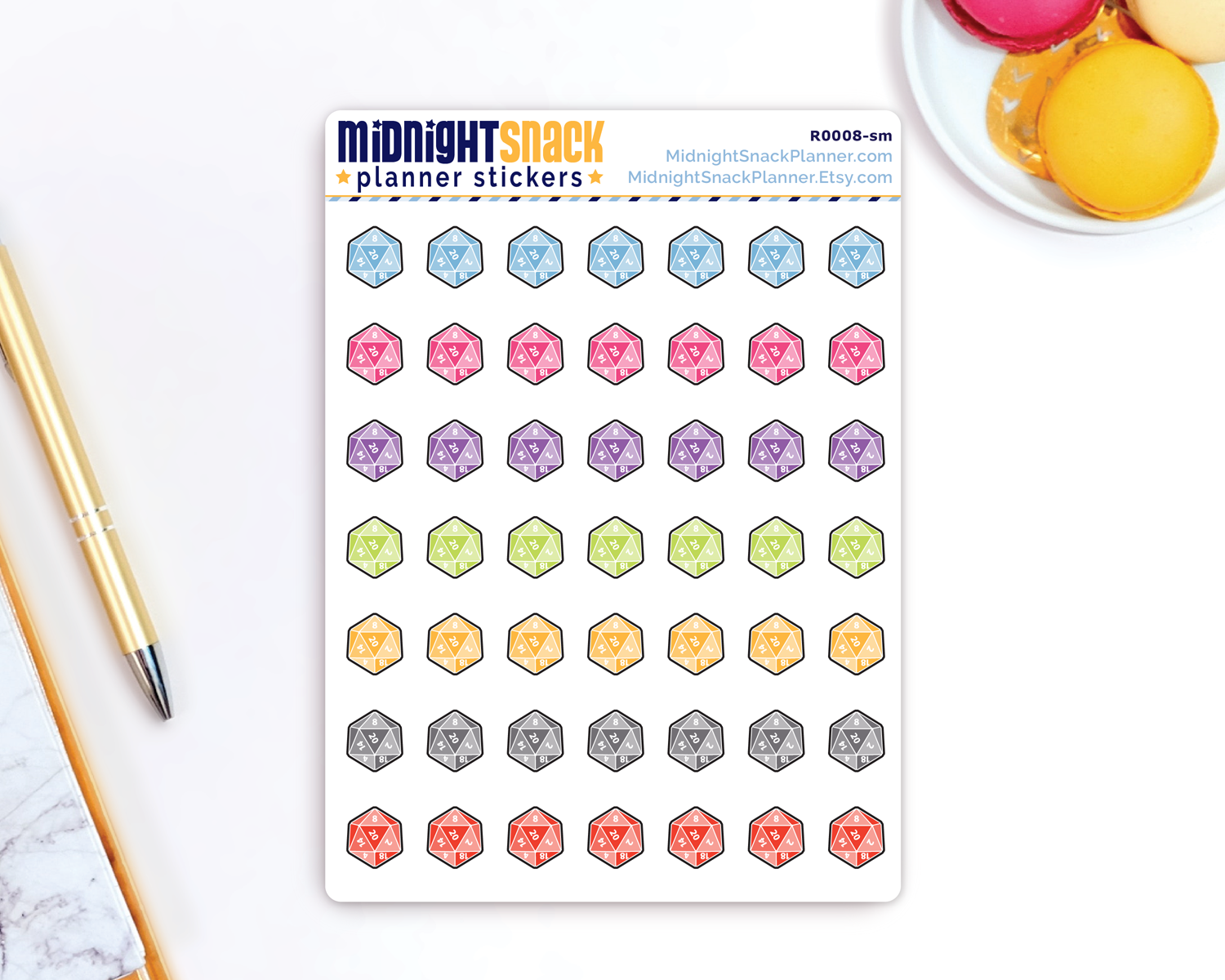20-Sided Dice Icon: Role Playing Planner Stickers