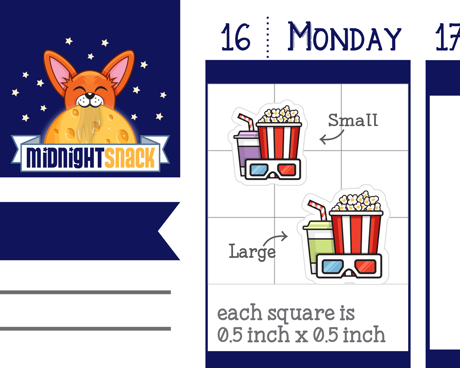 Popcorn and Movie Icon: Movie Night Planner Stickers