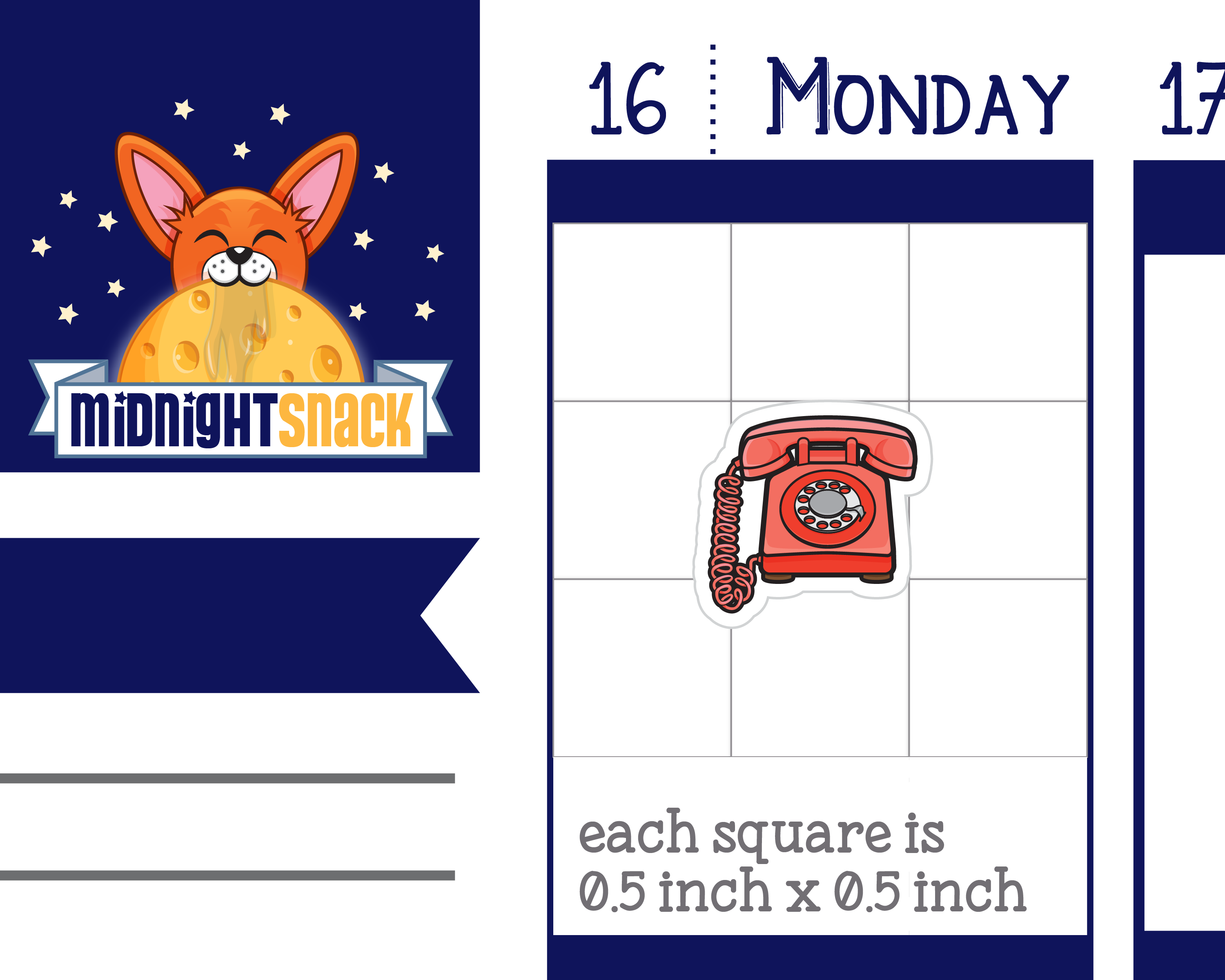 Rotary Telephone Icon:  Phone Call Reminder Planner Stickers Midnight Snack Planner