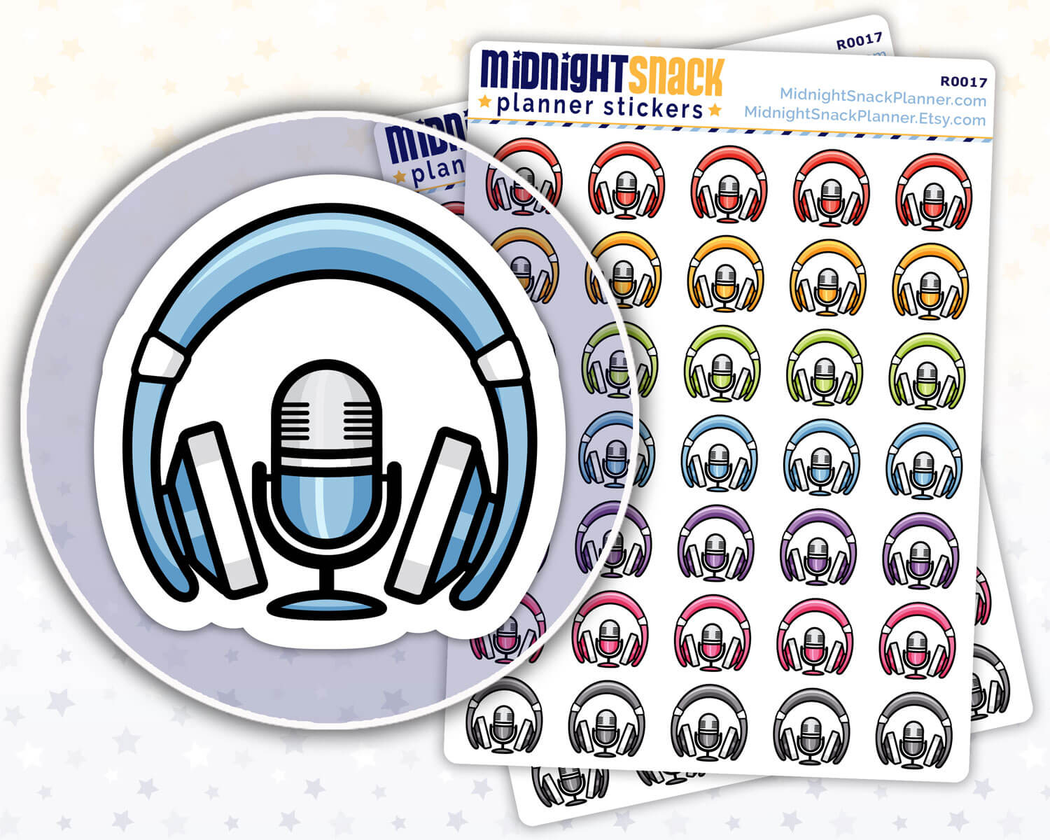 Headphones Icon: Podcast Planner Stickers Midnight Snack Planner