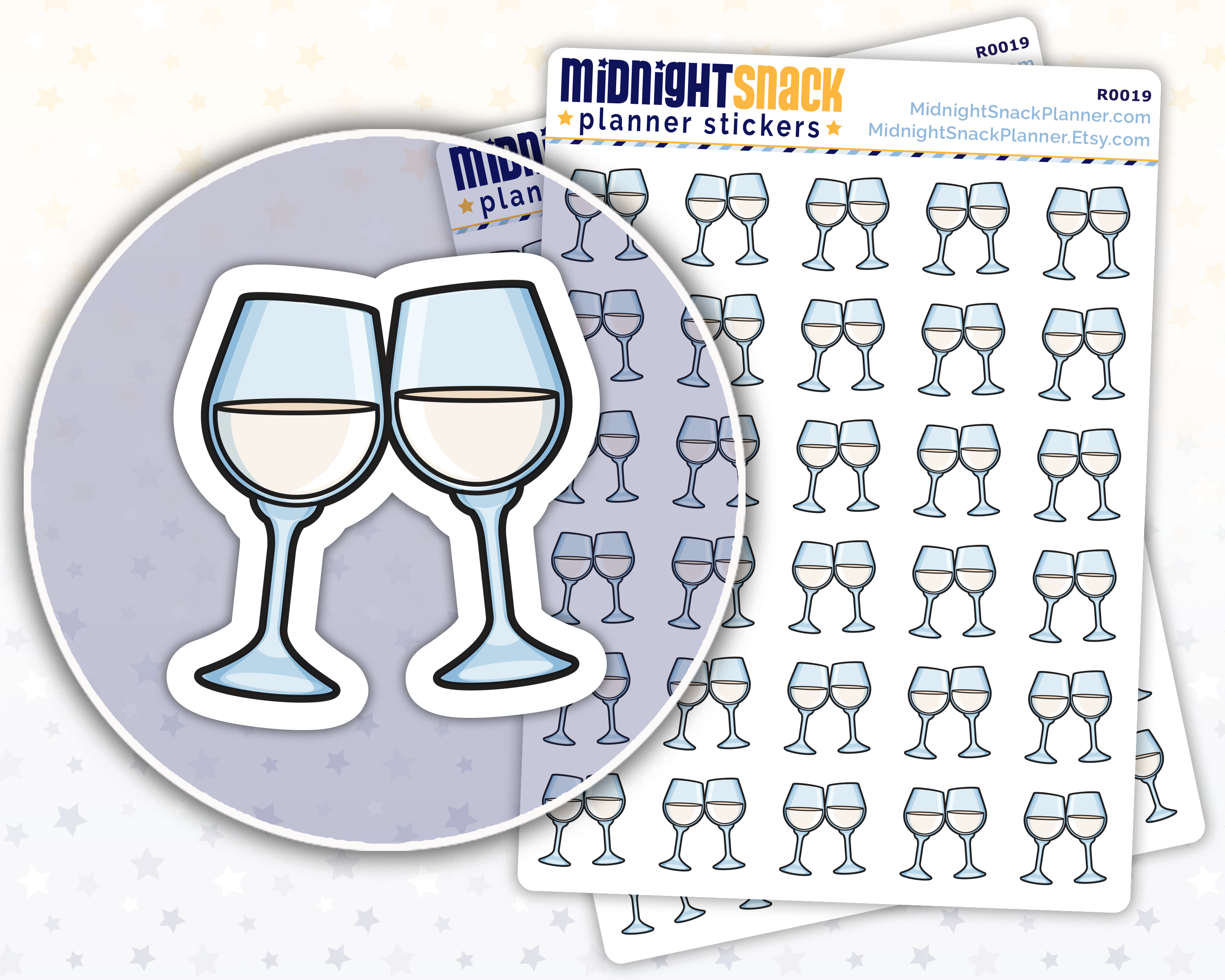 Wine Glass Icon: Date Night Planner Stickers