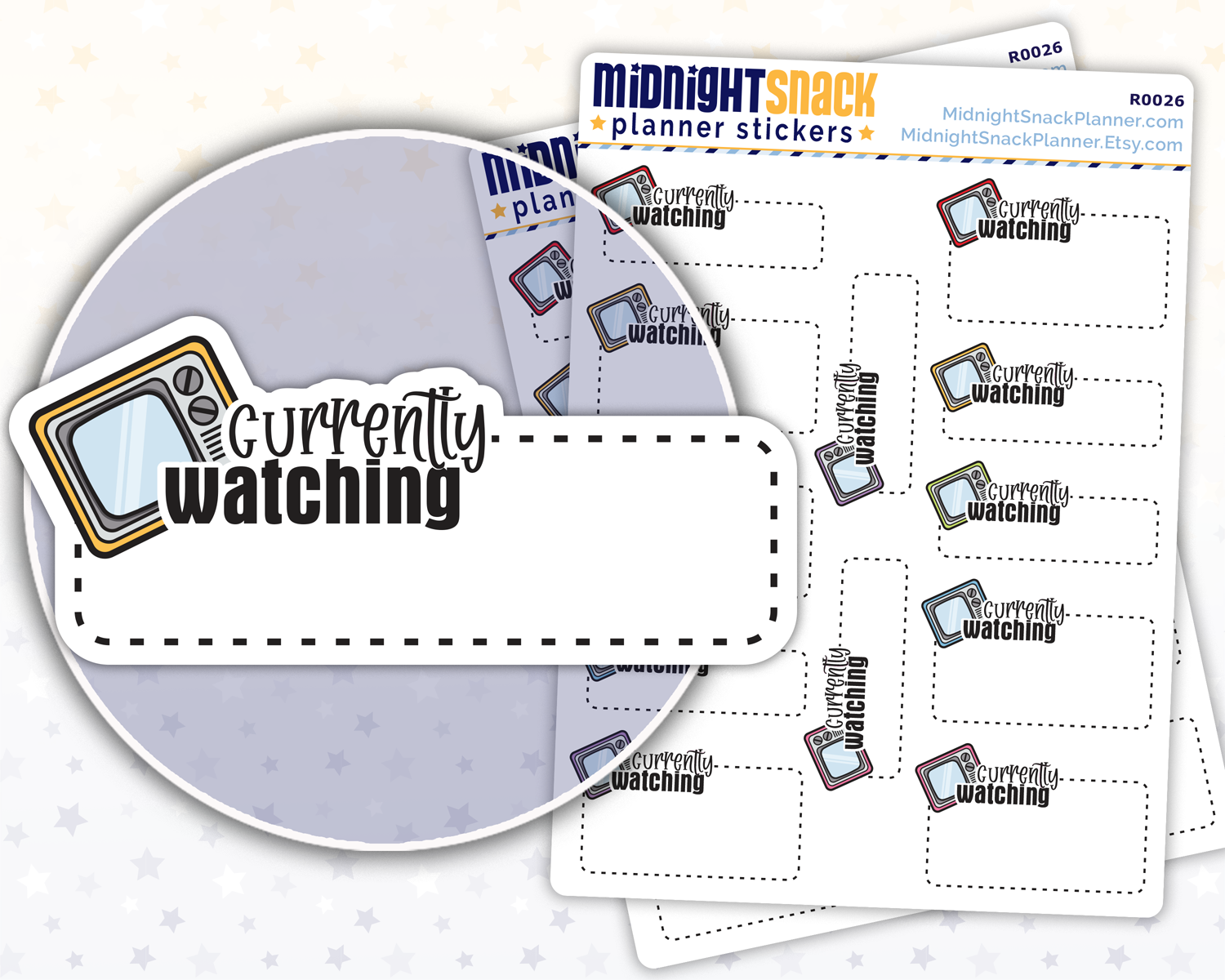Currently Watching: TV and Movie Planner Stickers