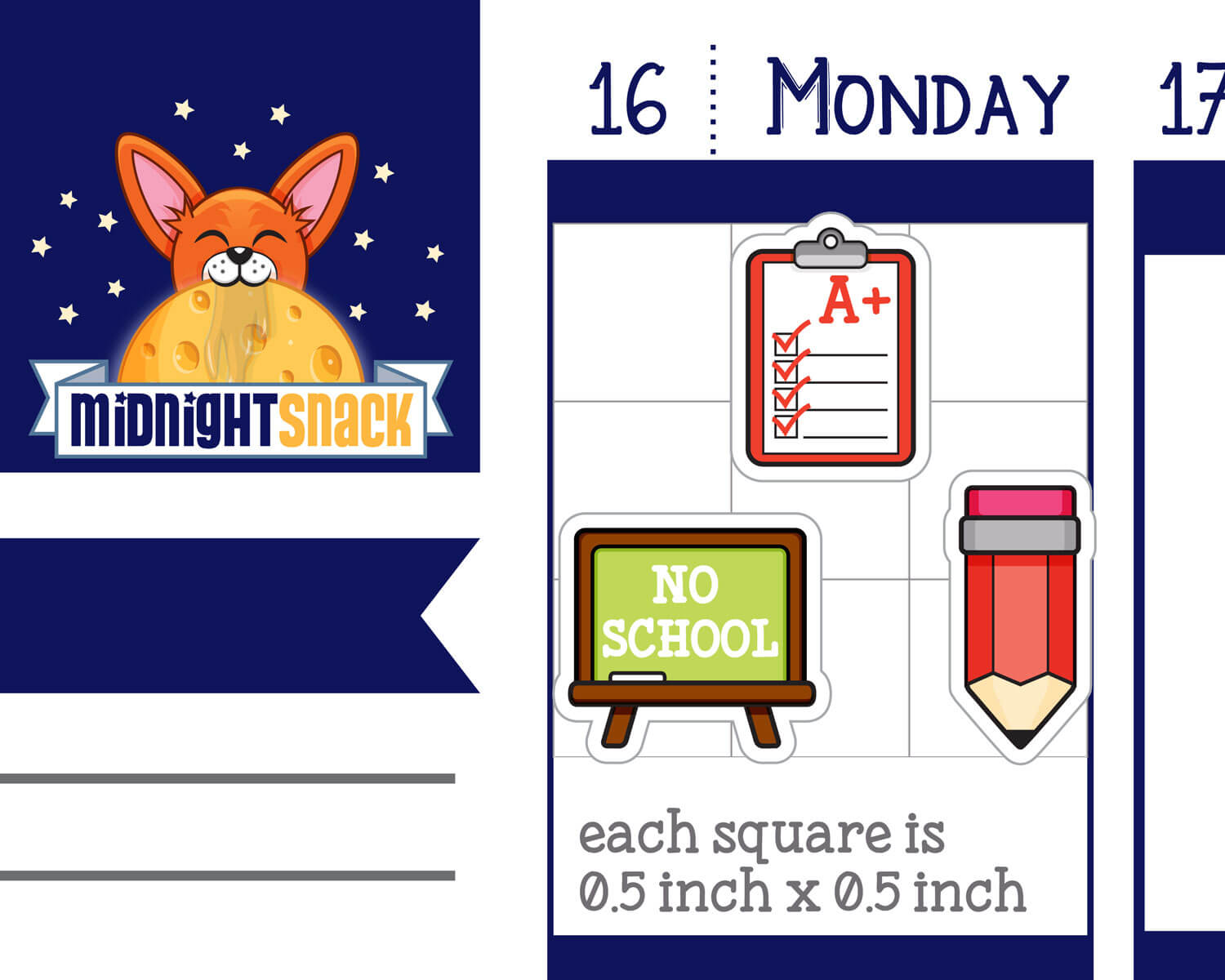 Back to School Sampler Planner Stickers from Midnight Snack Planner
