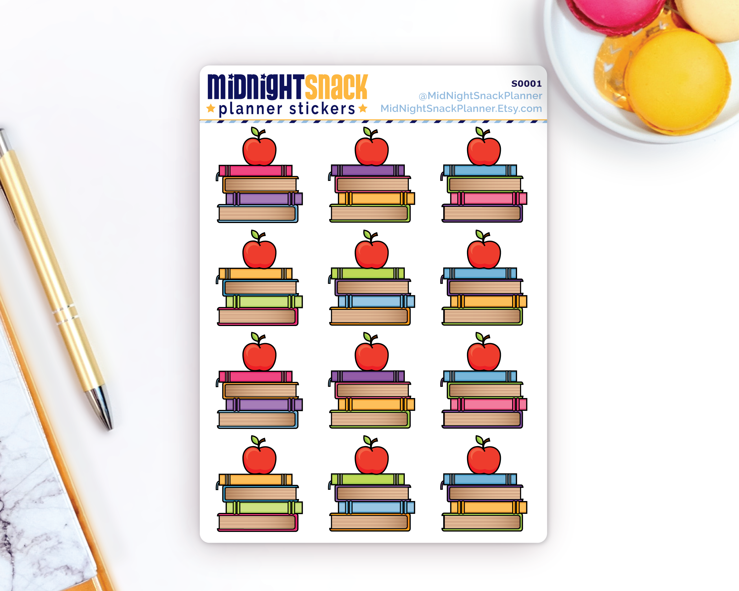 Homework Icon: Back to School Planner Stickers Midnight Snack Planner