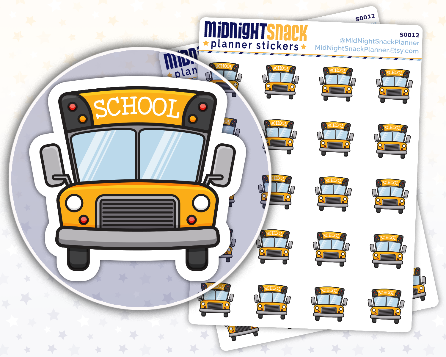 School Bus Planner Stickers from Midnight Snack Planner