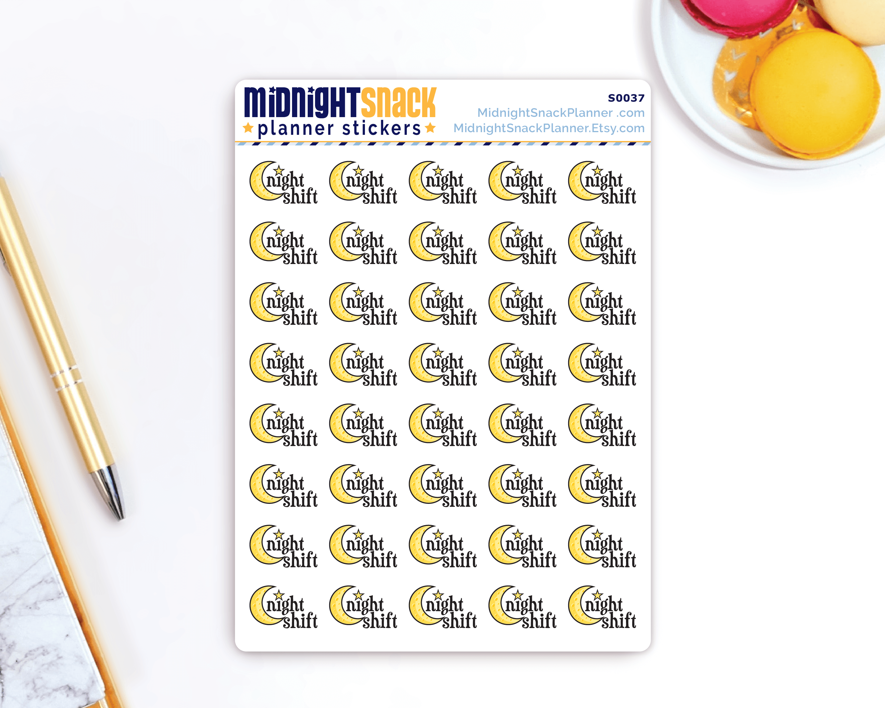 Night Shift Icon: Work Day Planner Stickers: Midnight Snack Planner Stickers