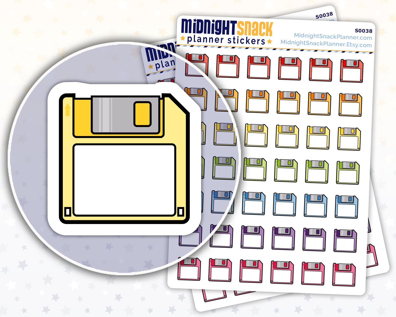 Floppy Disk Icon: Back-Up Reminder Planner Stickers