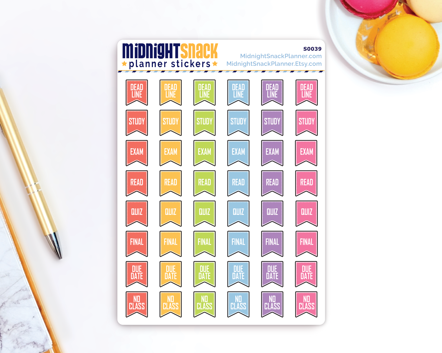 Back to School Flags: College or High School Planner Stickers