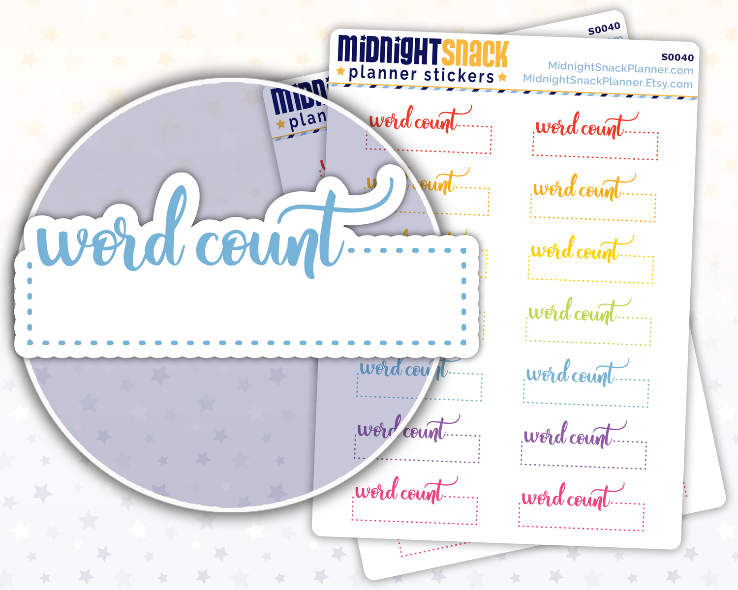 Word Count Script Box Planner Sticker: Writer Planner Stickers