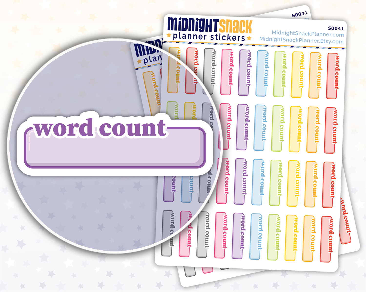 Word Count Box Planner Sticker: Writer Planner Stickers
