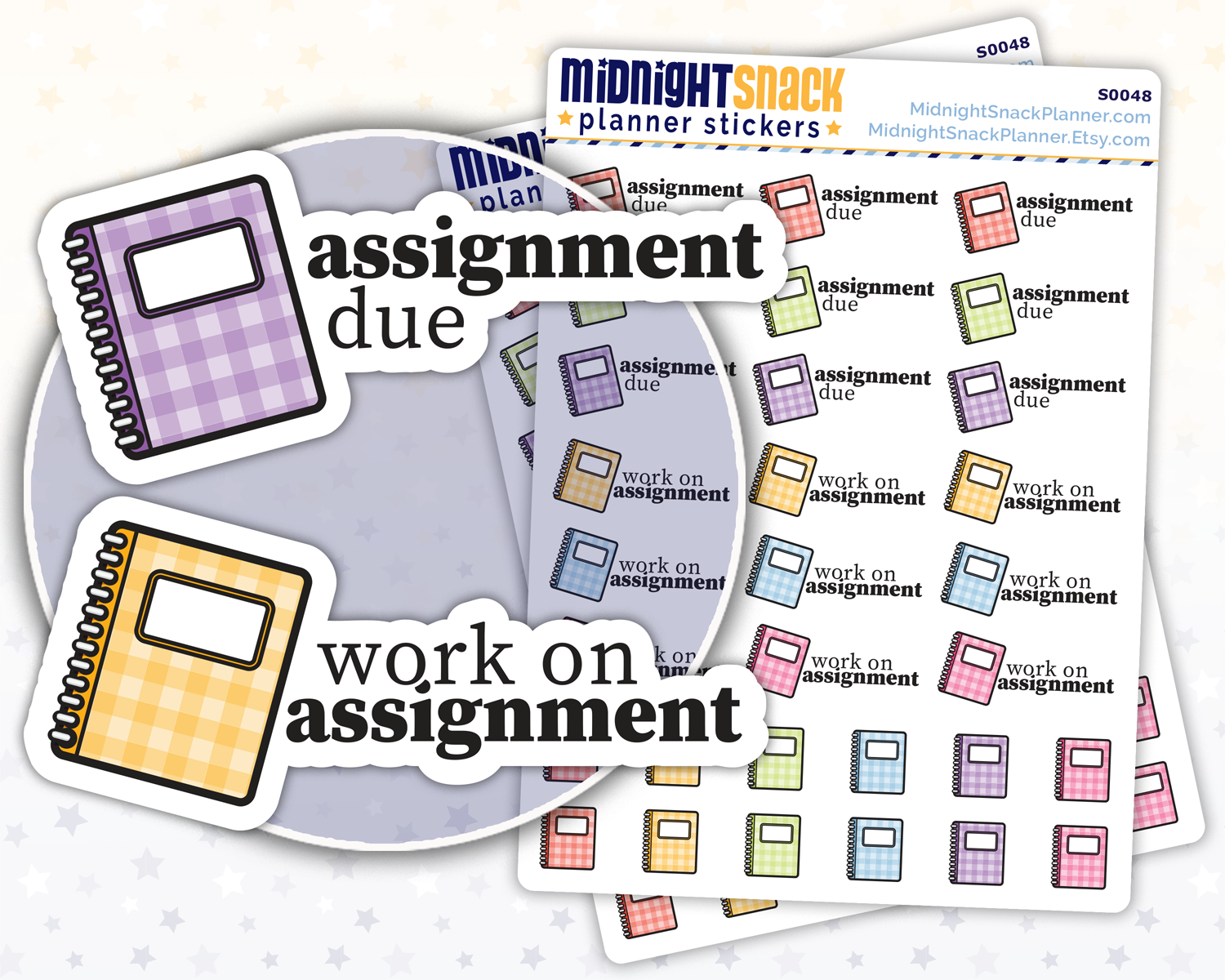 Assignment Planner Stickers: School Notebook Icons