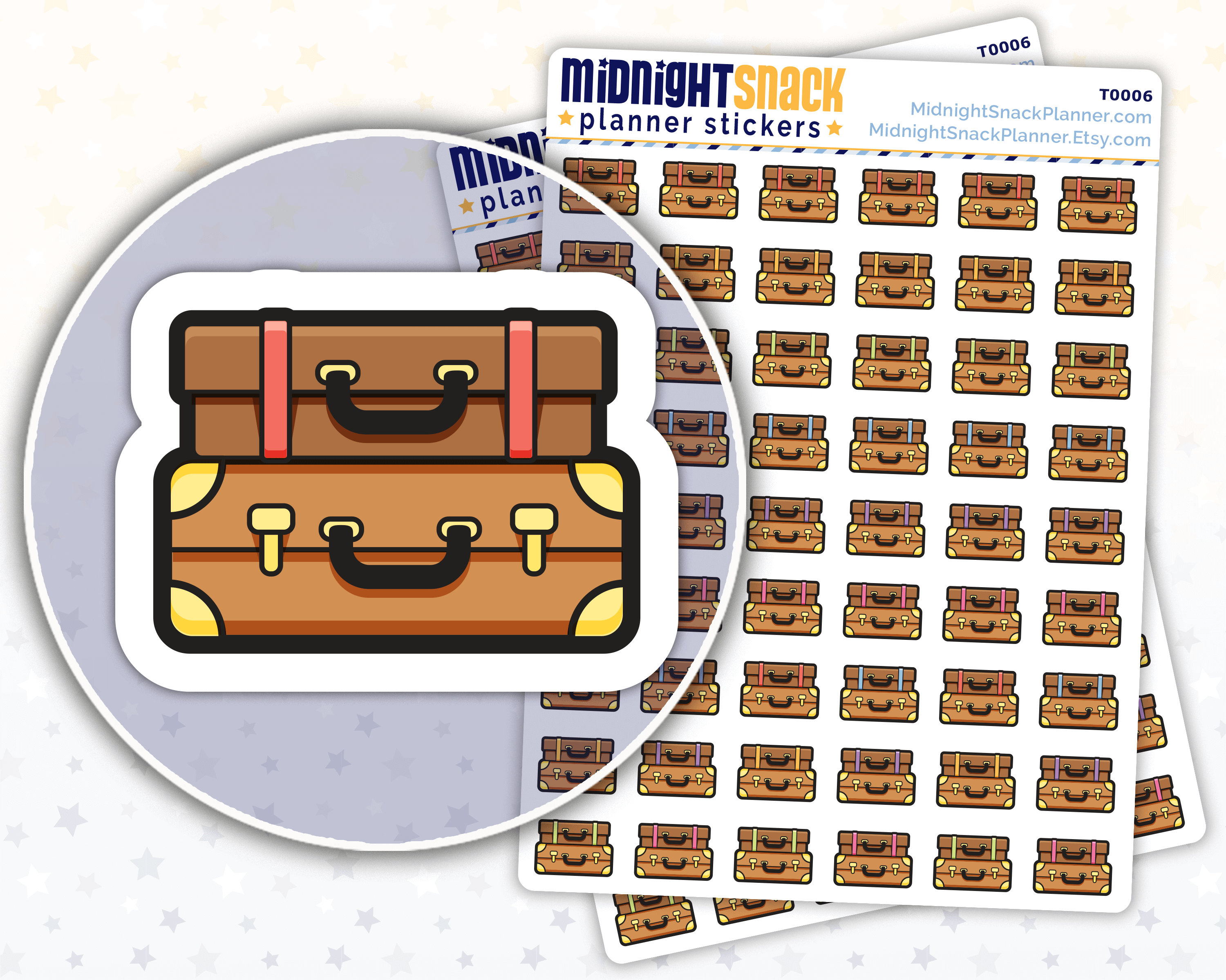 Luggage Icon: Travel Planner Stickers: Midnight Snack Planner Stickers