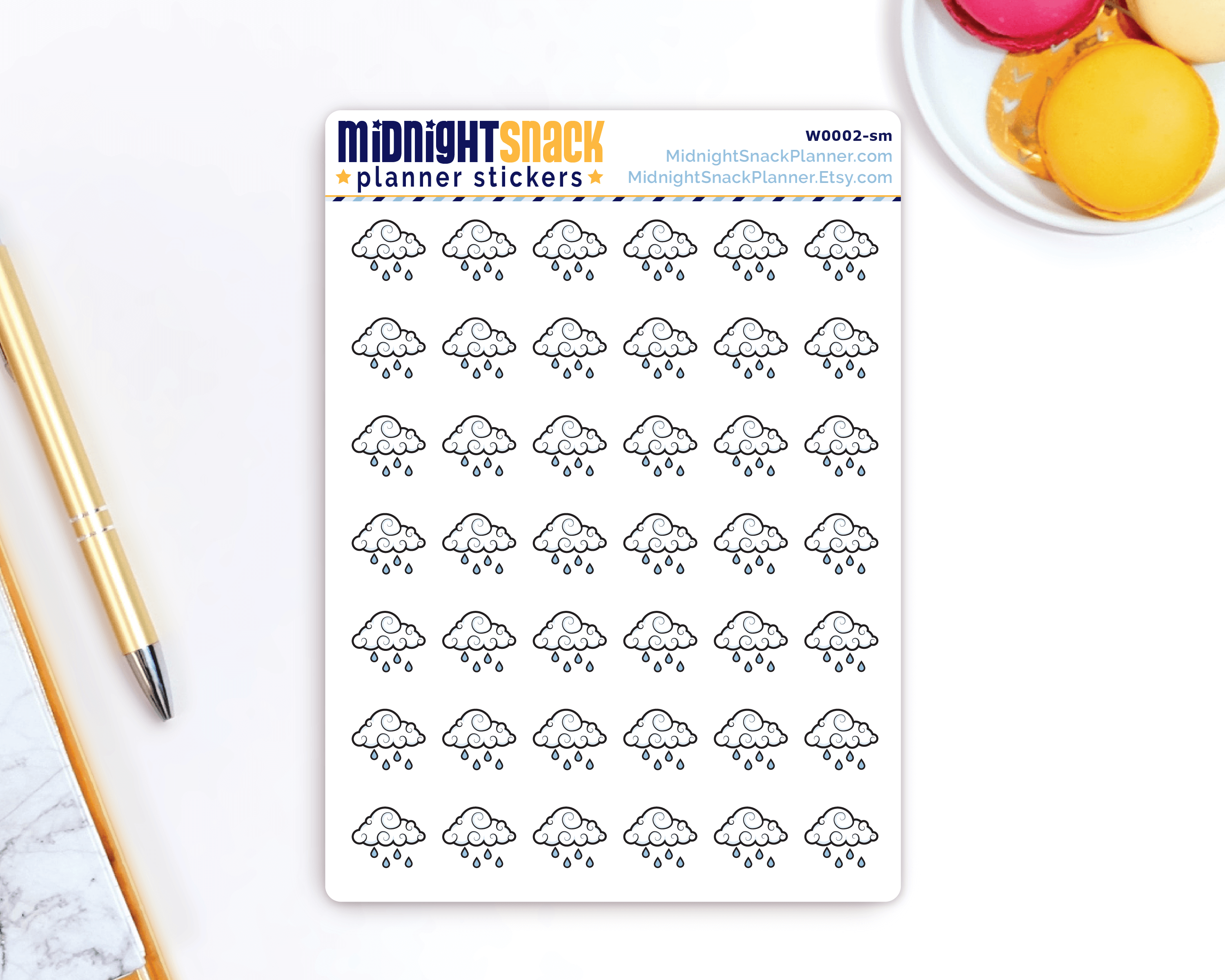 Rainy Day Icon: Weather Planner Stickers Midnight Snack Planner