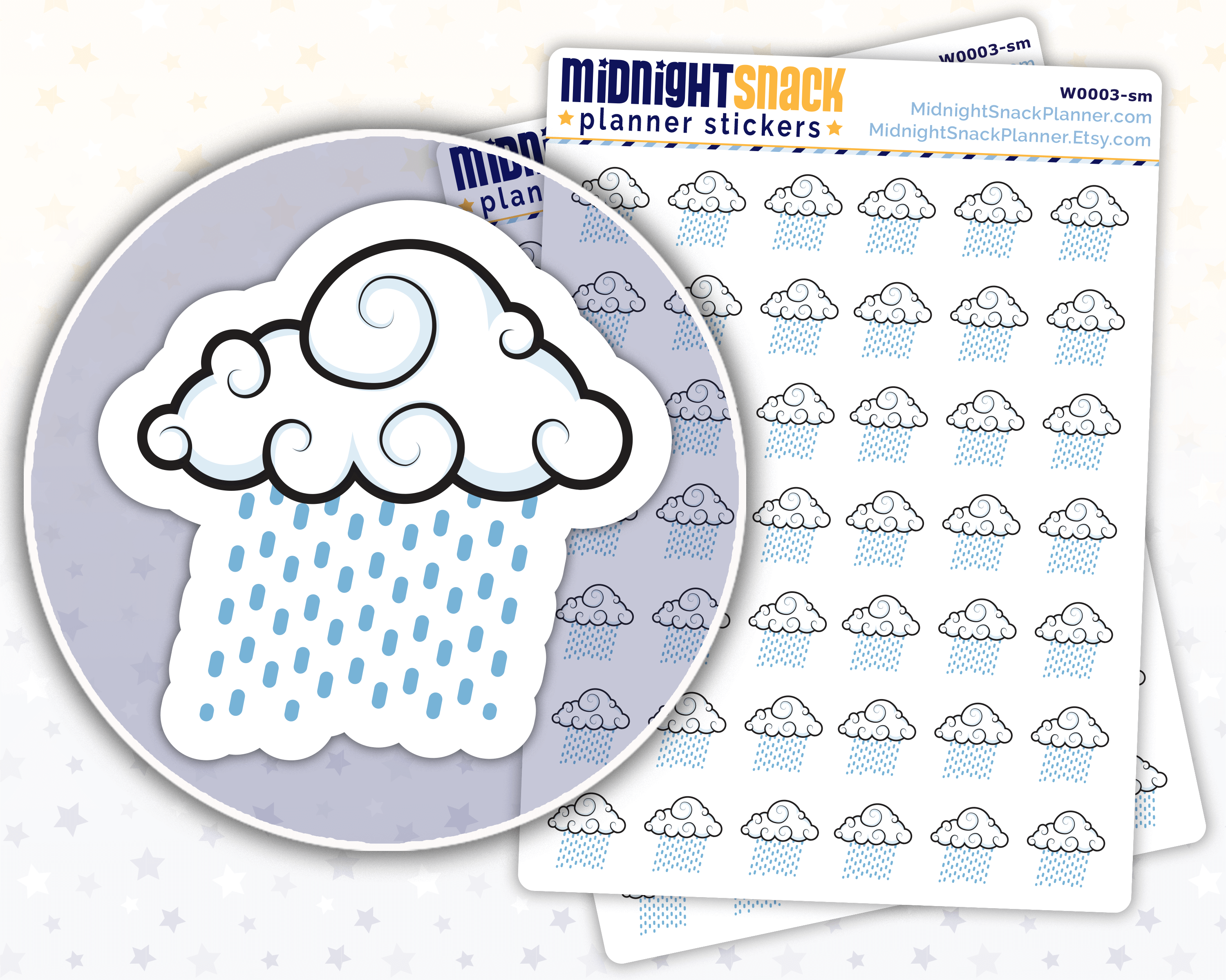 Pouring Rain Icon: Weather Planner Stickers Midnight Snack Planner