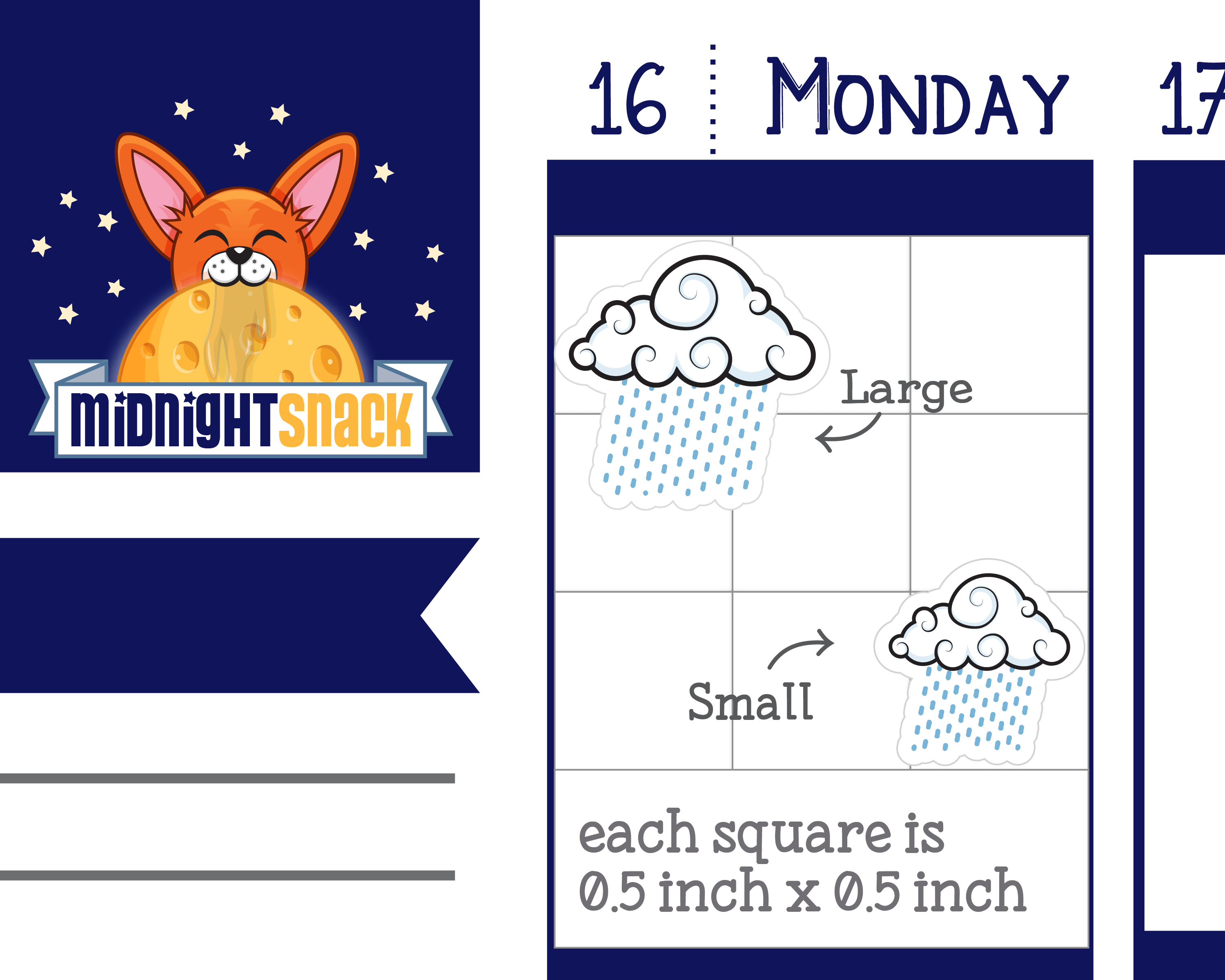 Pouring Rain Icon: Weather Planner Stickers Midnight Snack Planner
