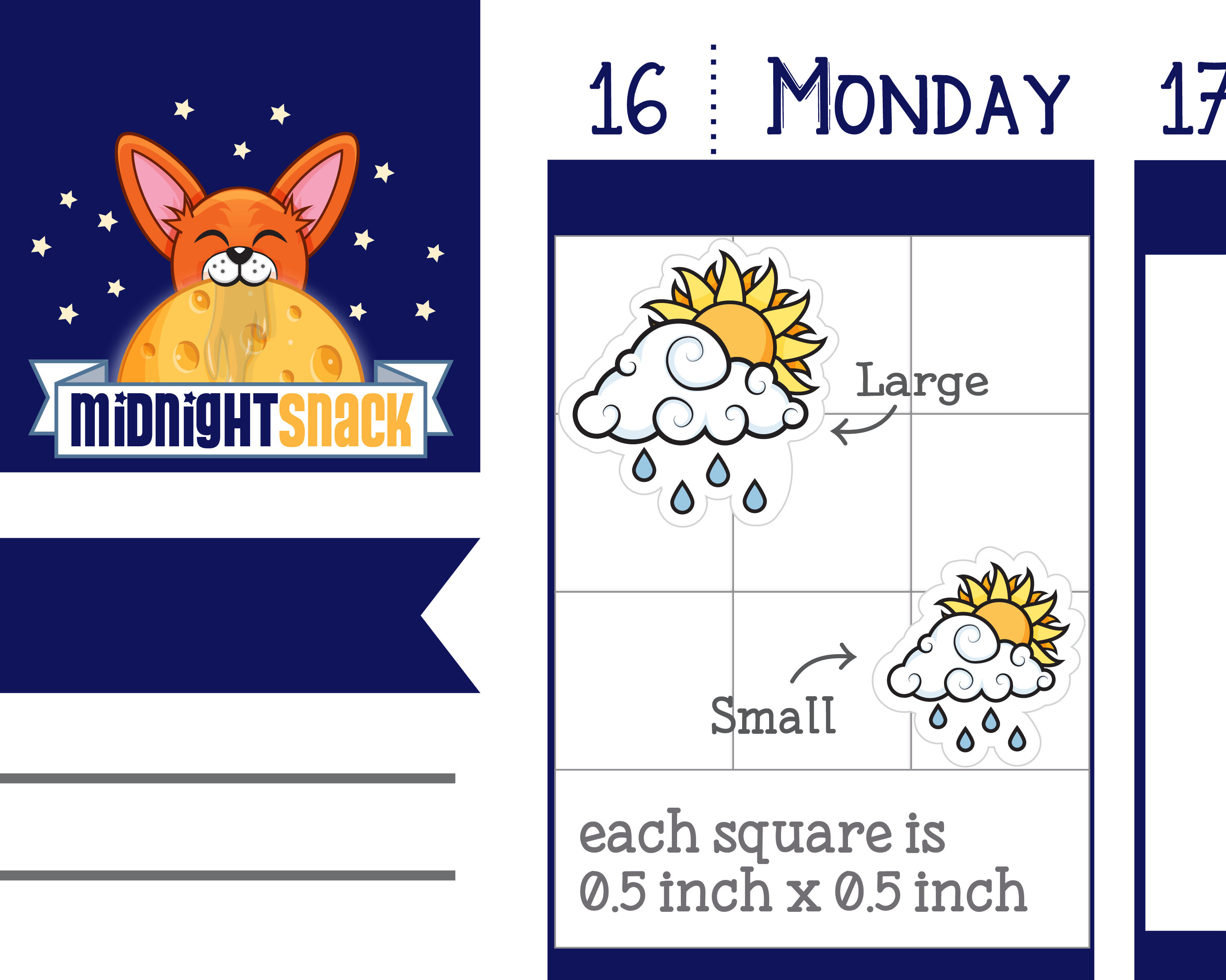 Scattered Showers Icon: Weather Planner Stickers Midnight Snack Planner