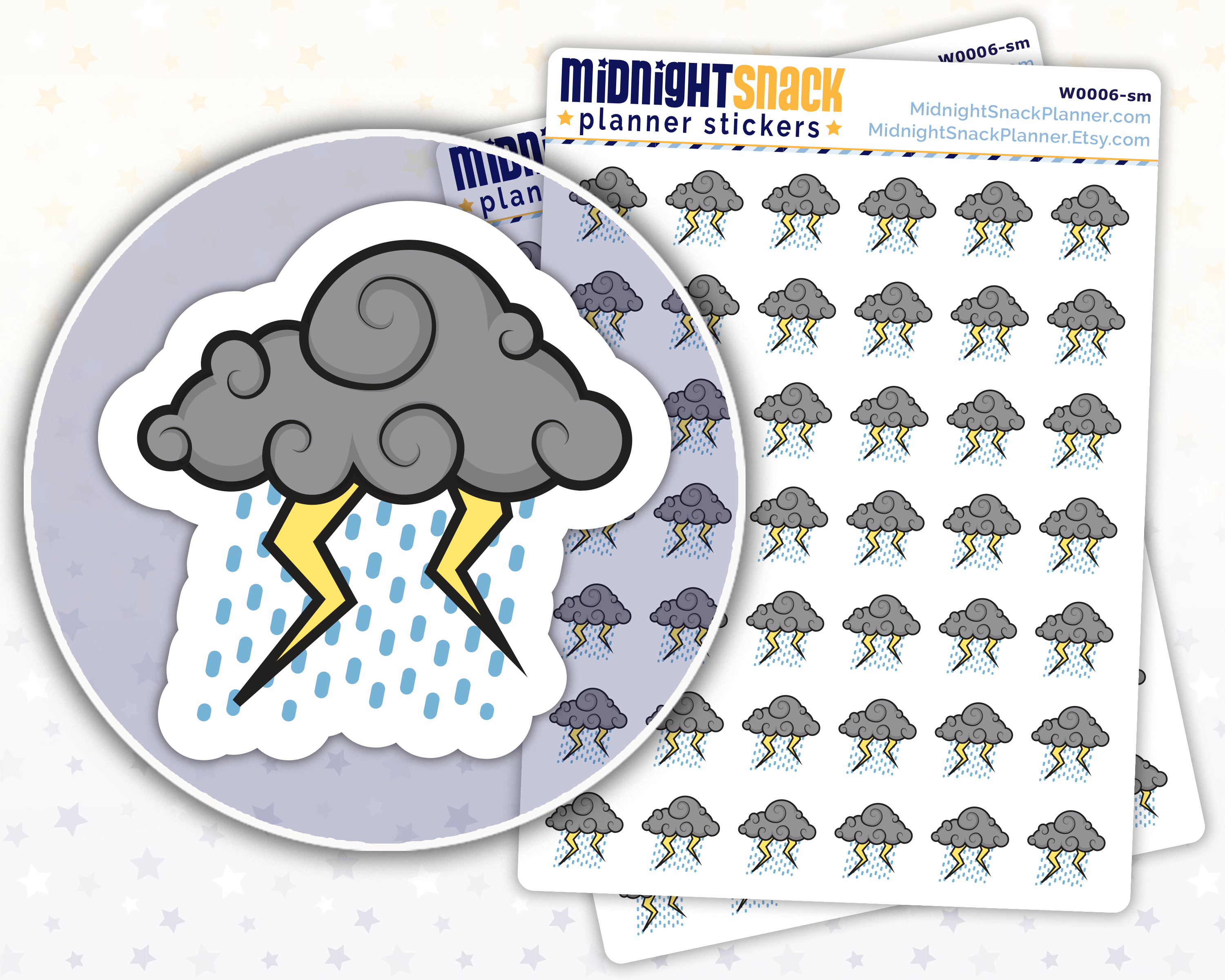 Thunderstorm Icon: Weather Planner Stickers Midnight Snack Planner