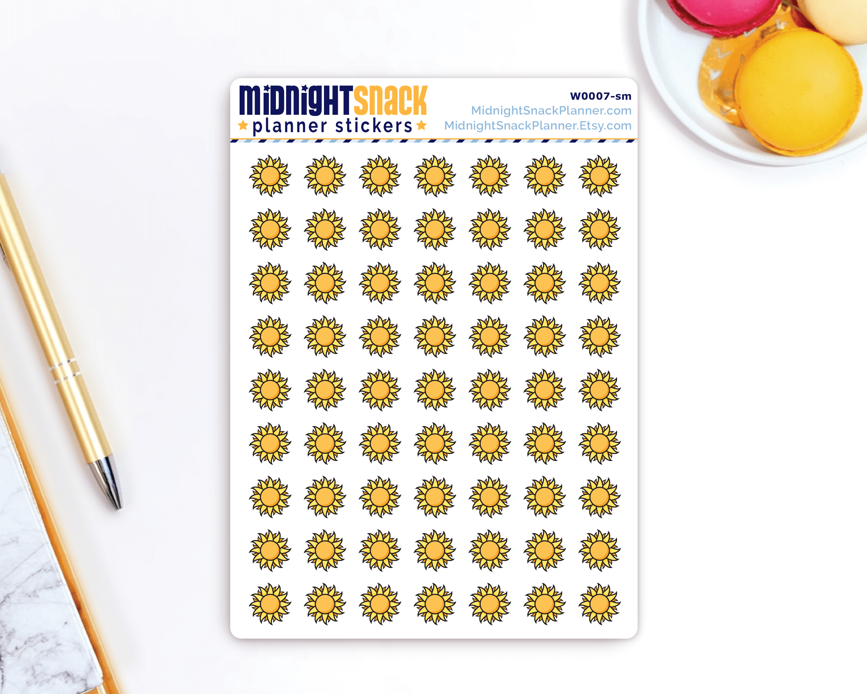 Sun Icon: Weather Planner Stickers Midnight Snack Planner