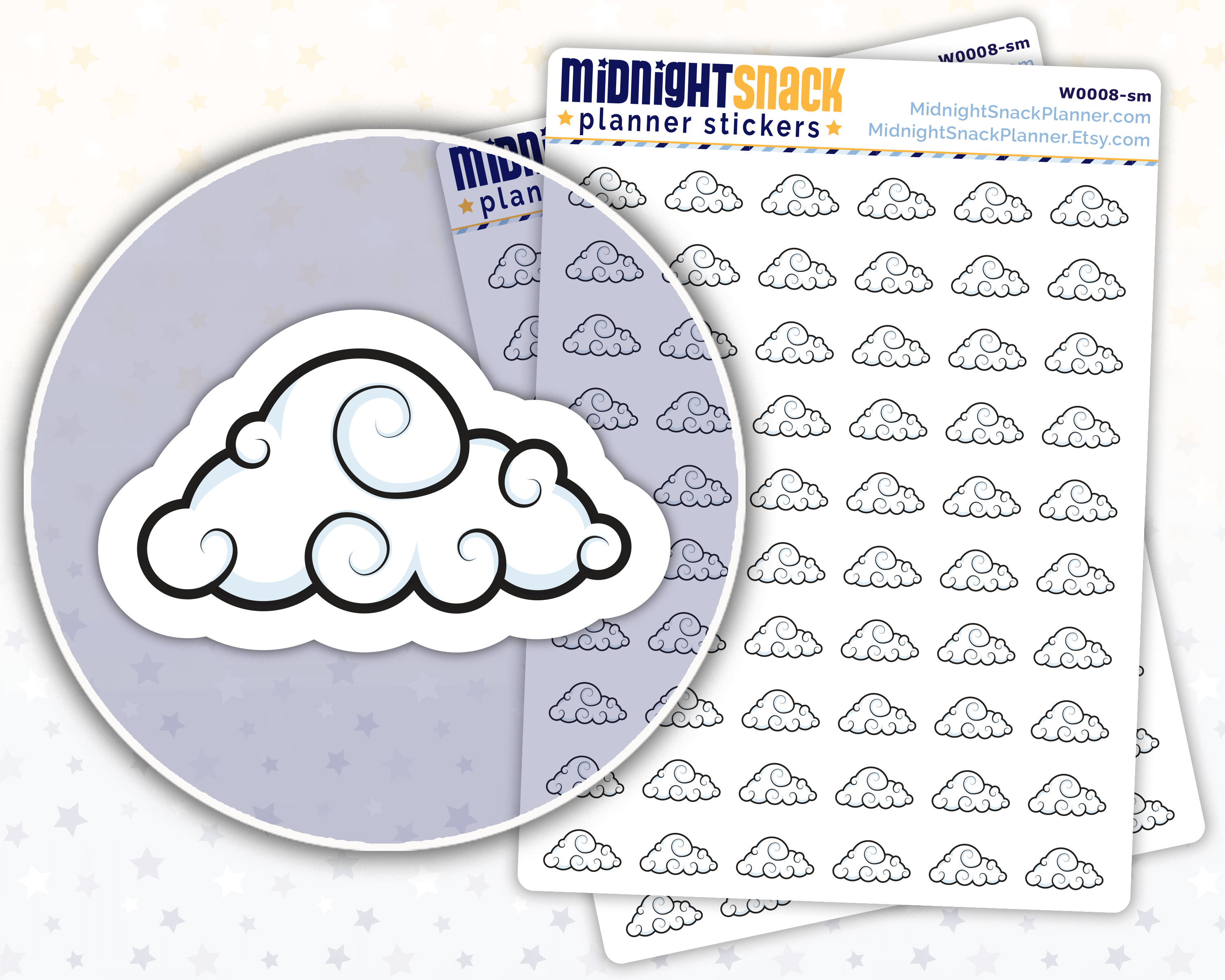 Cloud Icon: Weather Planner Stickers Midnight Snack Planner