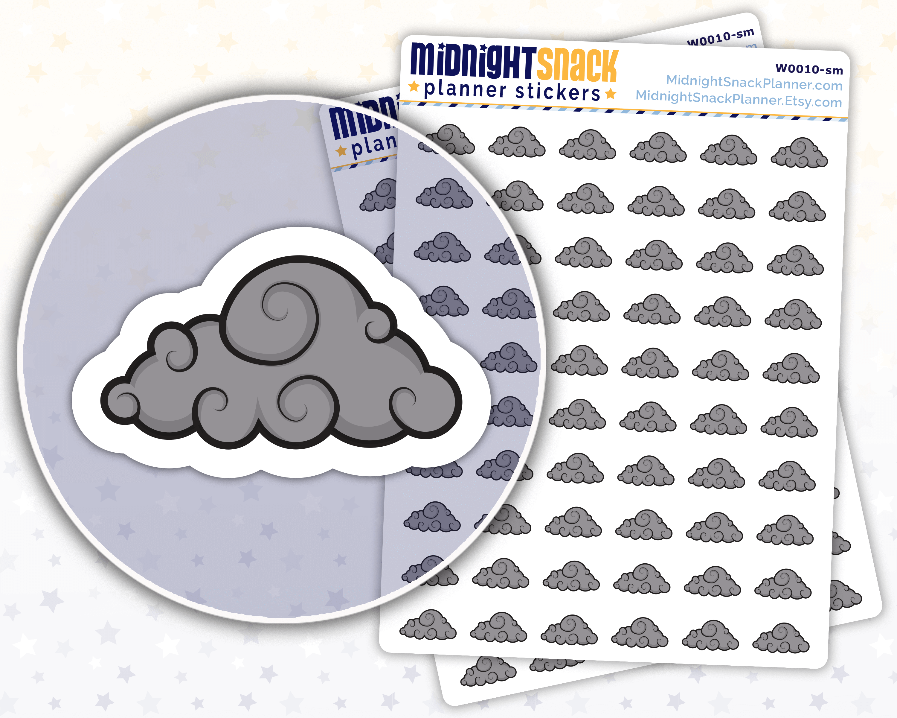 Dark Clouds Icon: Weather Planner Stickers Midnight Snack Planner