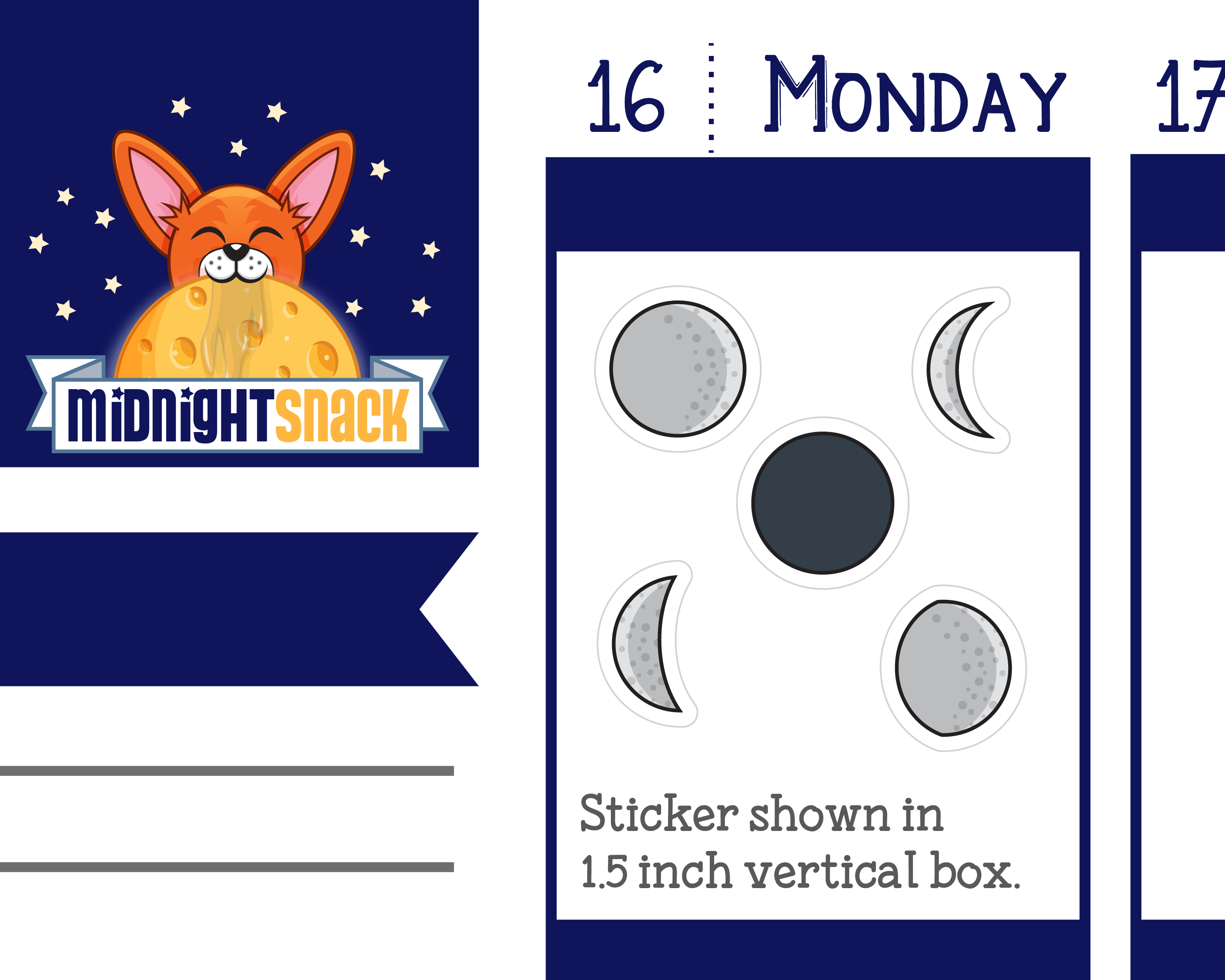 Moon Phases Icon Planner Stickers: Midnight Snack Planner