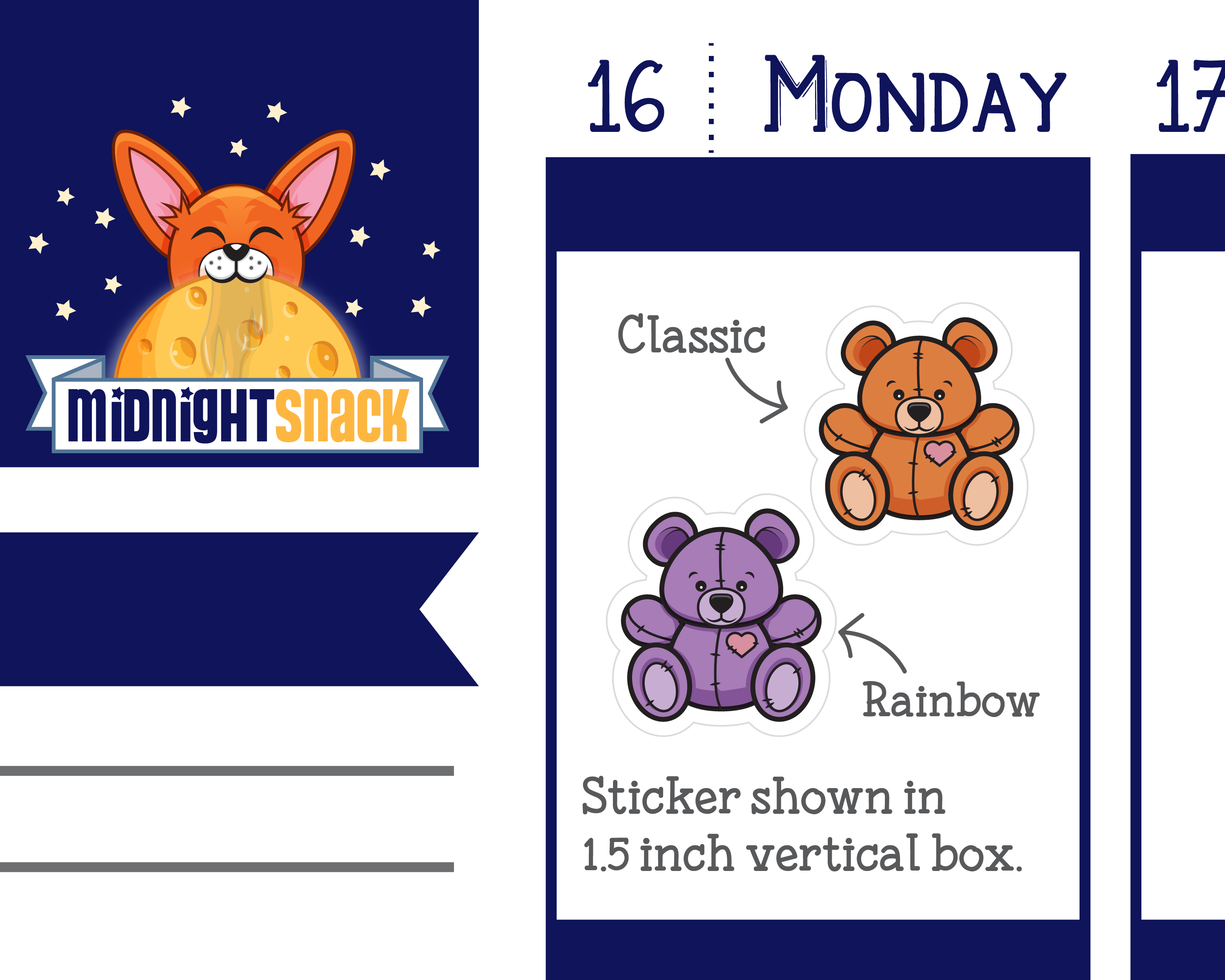 Teddy Bear Icon: Sleepover Planner Stickers Midnight Snack Planner