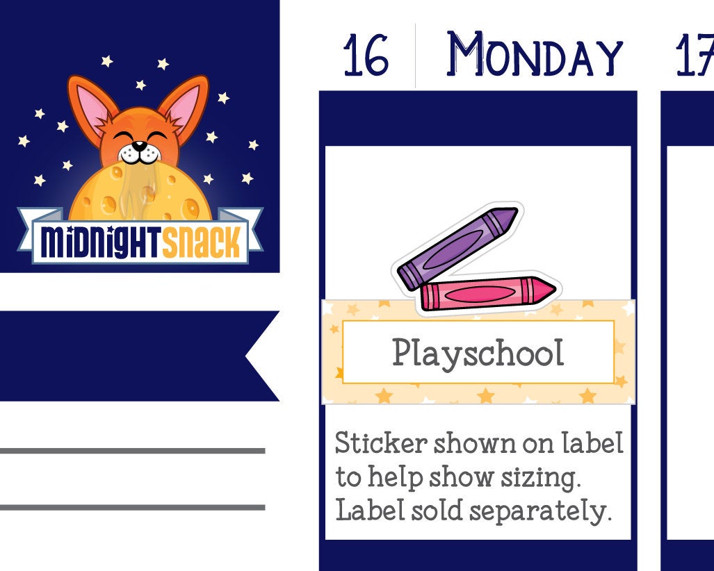 Crayon Icon: Preschool Planner Stickers Midnight Snack Planner