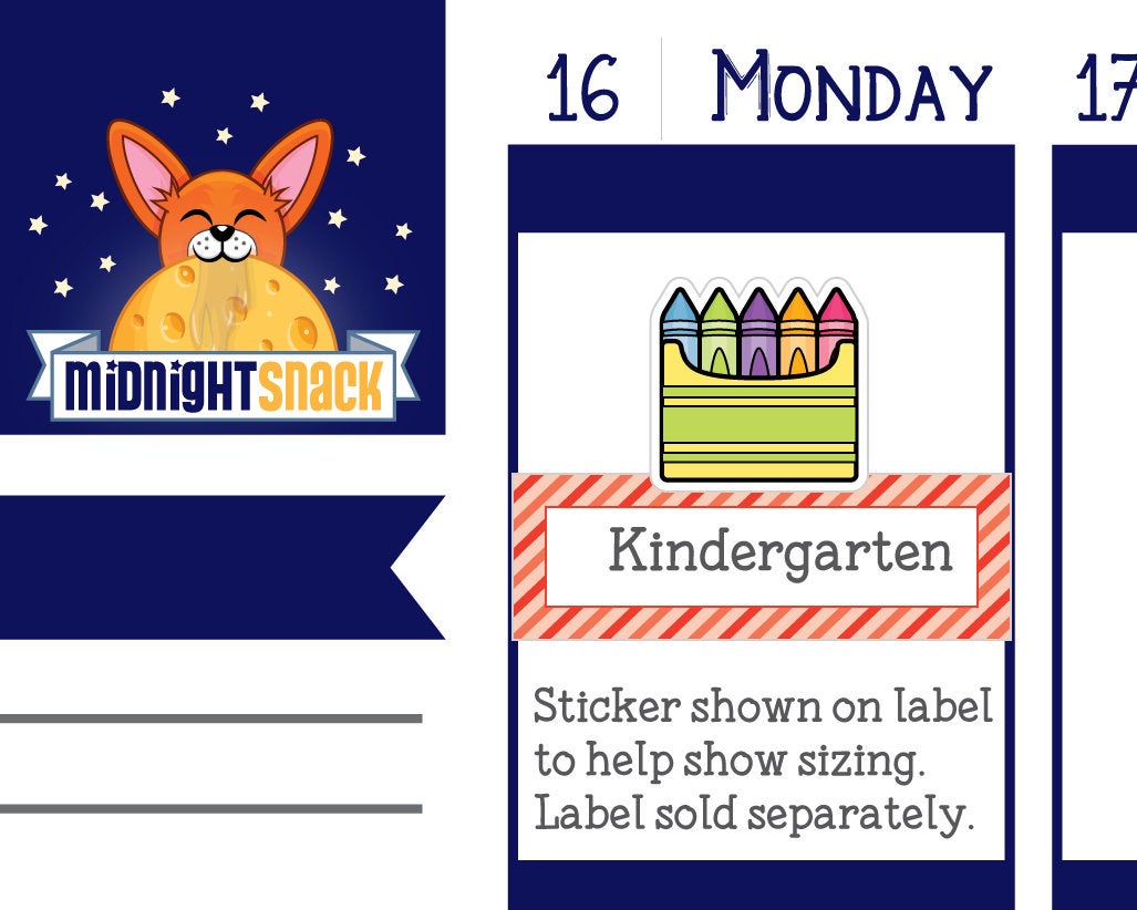 Box of Crayons Icon:  Kindergarten Planner Stickers Midnight Snack Planner