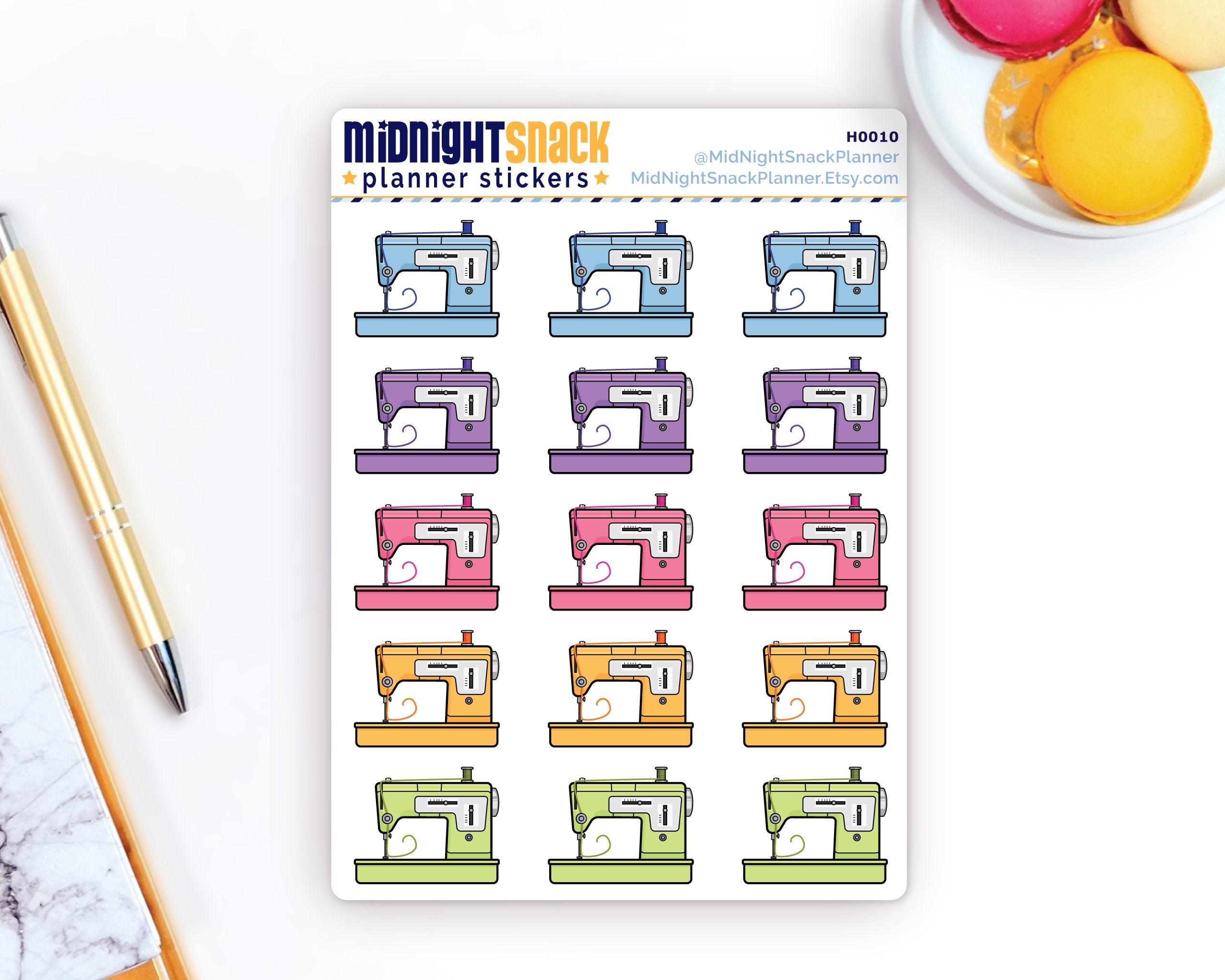 Sewing Machine Plug Sticker Sewing Machine Icon: Craft Planner Stickers – Midnight Snack Planner