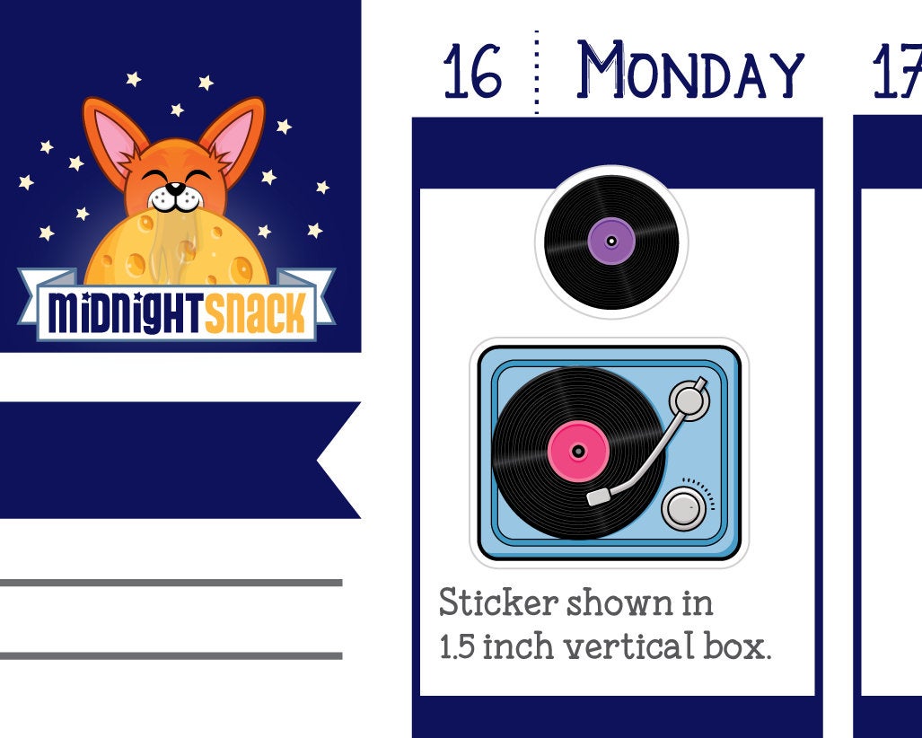 Record Player Icon: Music Lover Planner Stickers Midnight Snack Planner