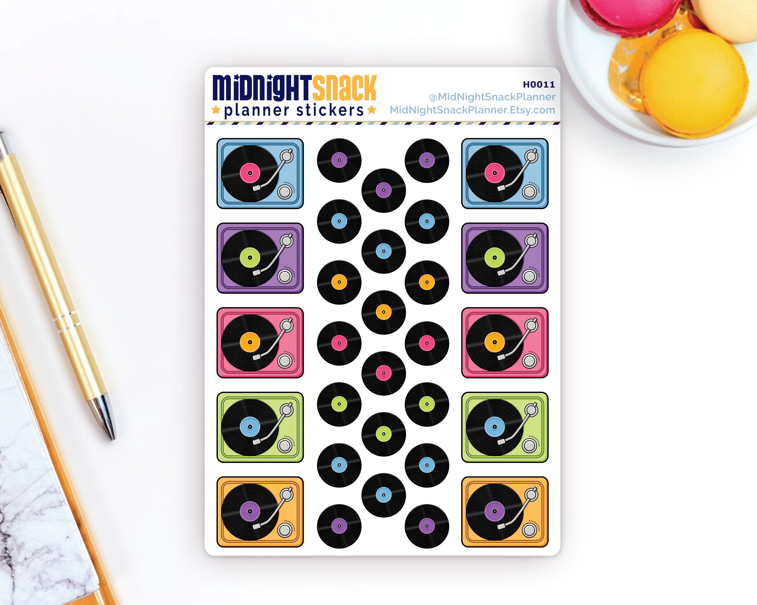 Record Player Icon: Music Lover Planner Stickers Midnight Snack Planner