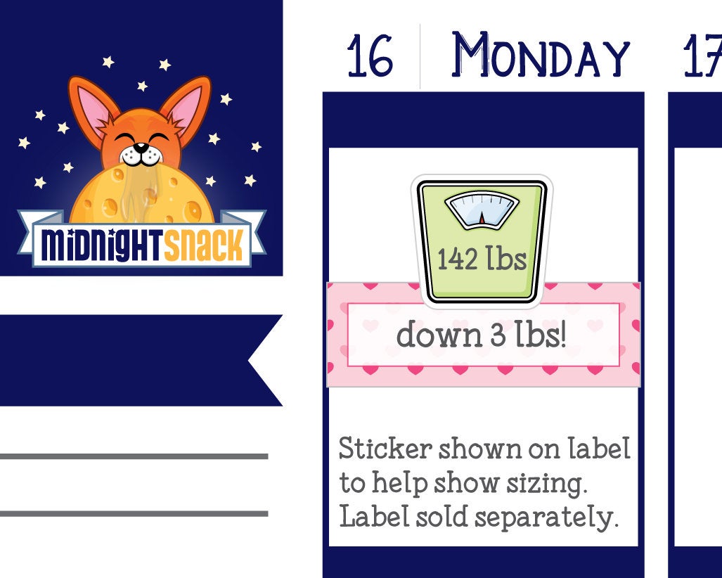 Weight Loss Scale Icon: Health and Fitness Planner Stickers Midnight Snack Planner