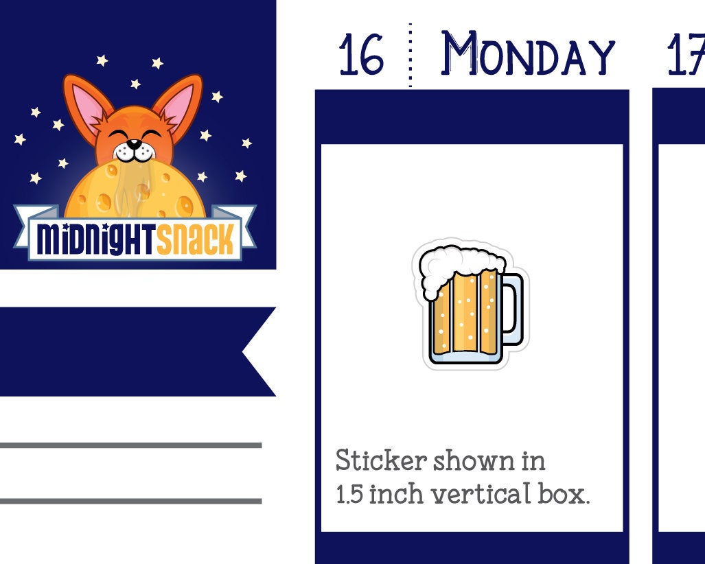 Beer Mug Icon Planner Stickers Midnight Snack Planner