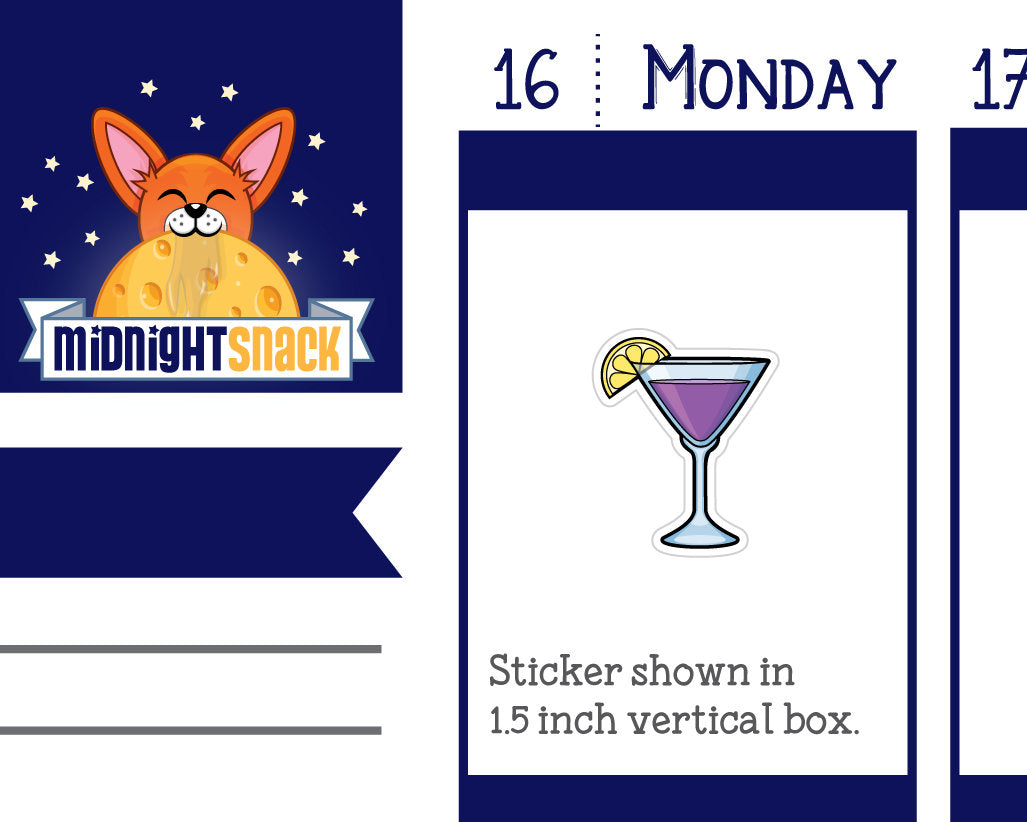 Fancy Cocktail Icon: Ladies Night Out Planner Stickers Midnight Snack Planner