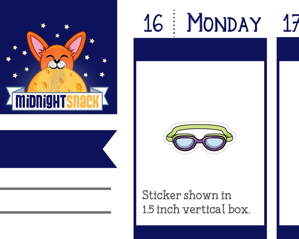 Swimming Goggles Icon: Fitness Planner Stickers Midnight Snack Planner