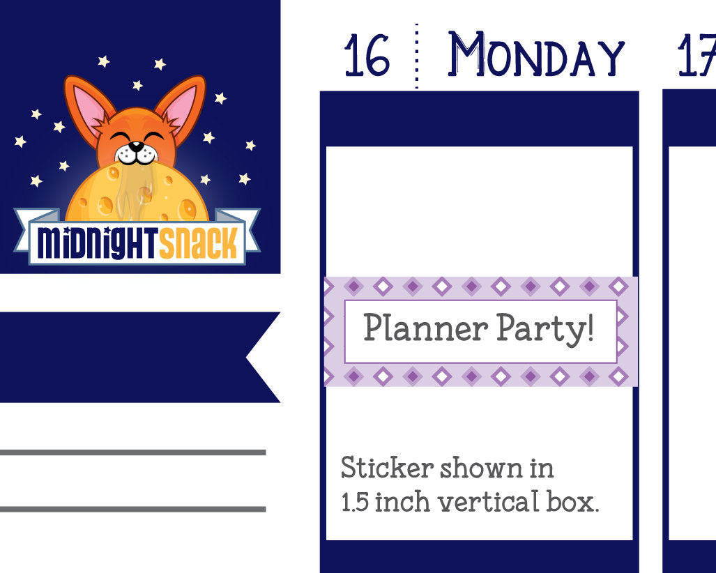 Purple Patterned Quarter Boxes Planner Stickers Midnight Snack Planner