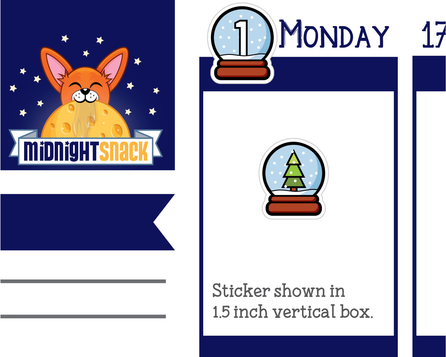 Snow Globe Icon: Winter Date Cover Planner Stickers Midnight Snack Planner