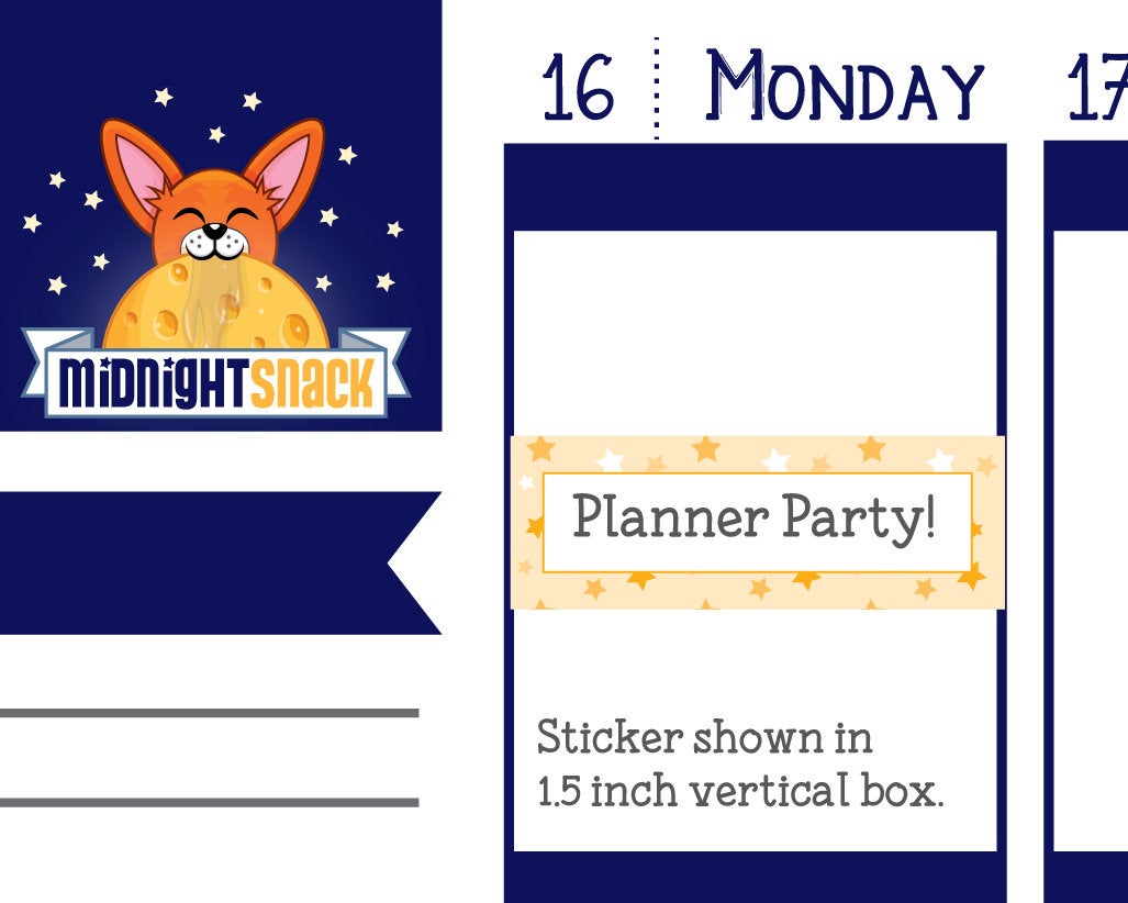 Orange Patterned Quarter Boxes Planner Stickers Midnight Snack Planner