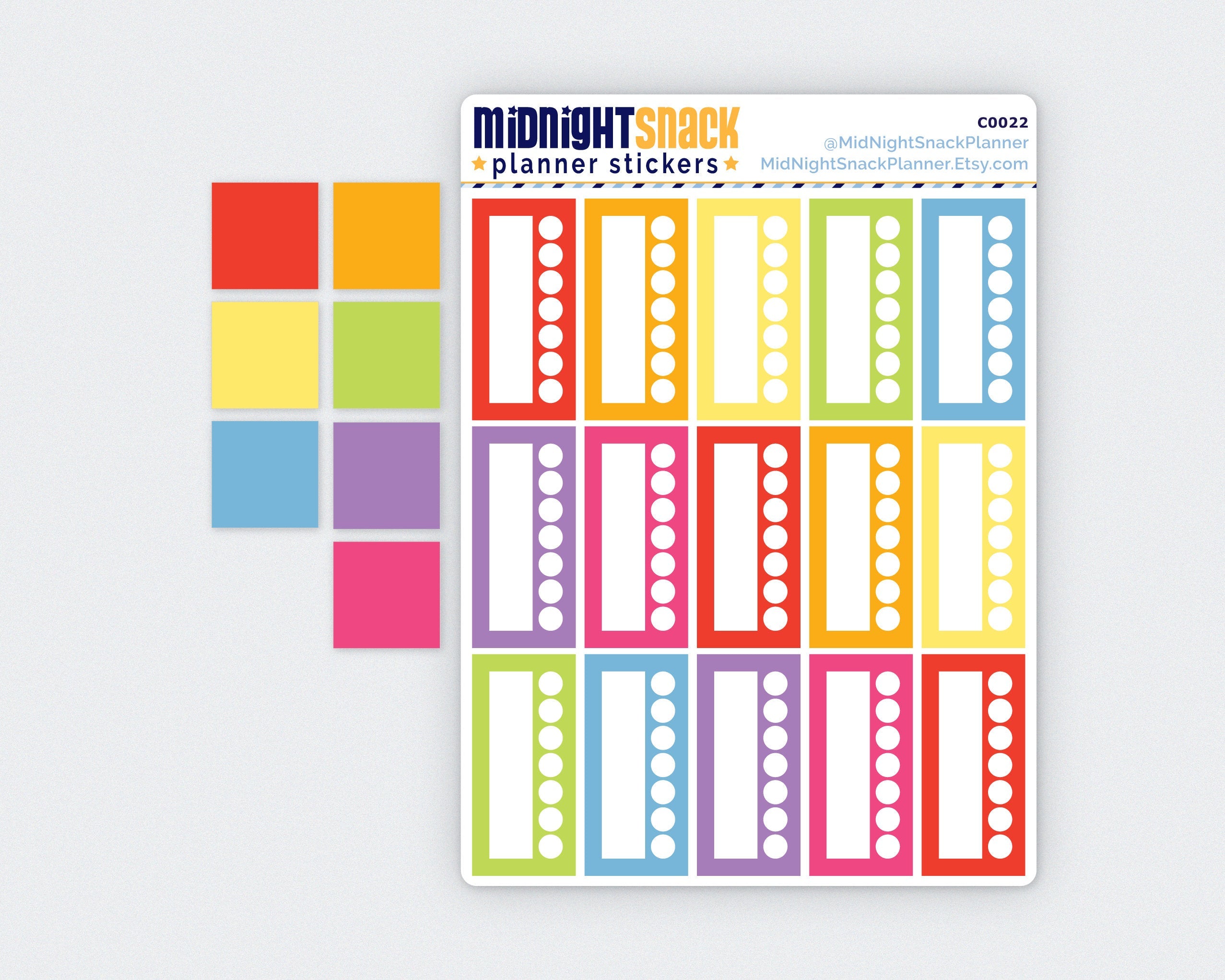 Rainbow Habit Tracker Planner Stickers Midnight Snack Planner